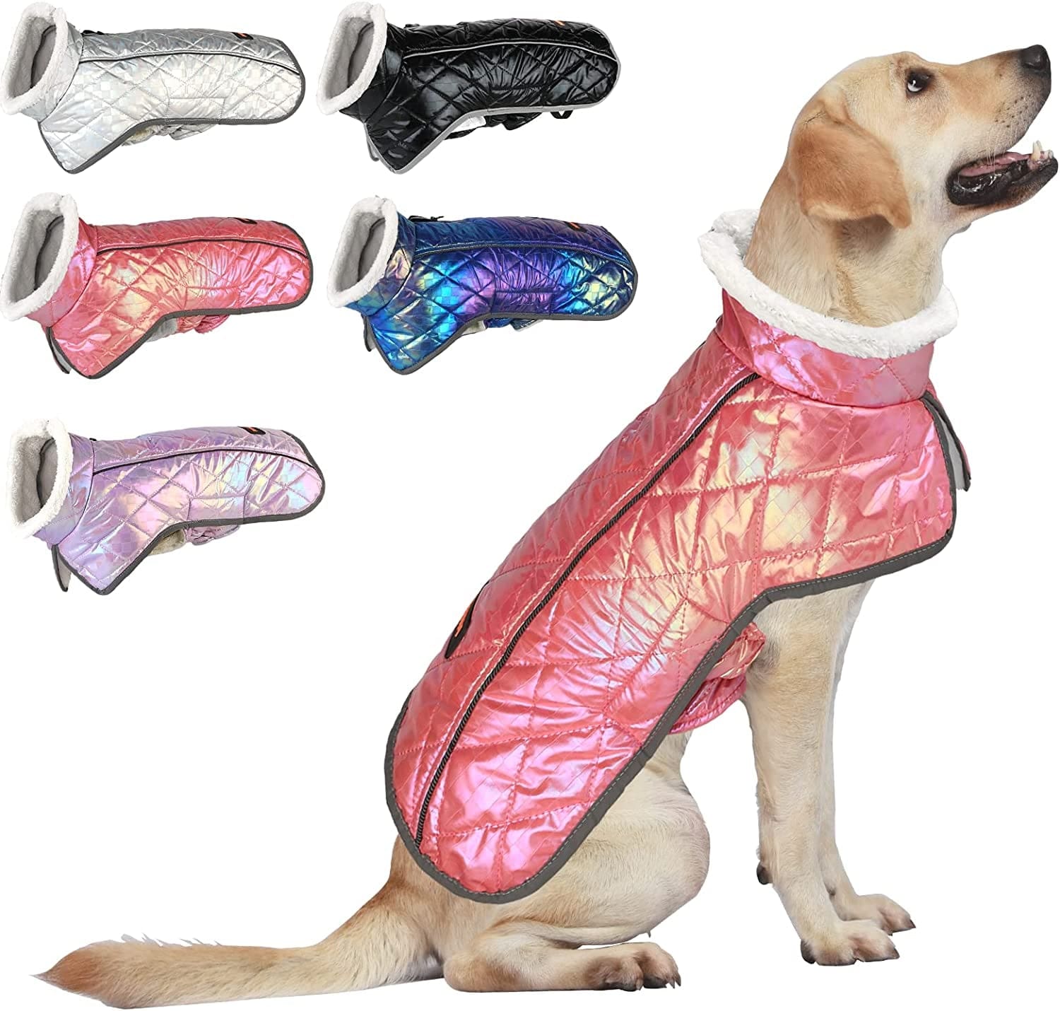 Mklhgty Dog Winter Coat, Windproof Waterproof Warm Winter Dog Jacket, Reflective & Adjustable Cold Weather for Small Medium Large Dogs with Leash Hole Dog Apparel Animals & Pet Supplies > Pet Supplies > Dog Supplies > Dog Apparel Mklhgty Pink Medium 