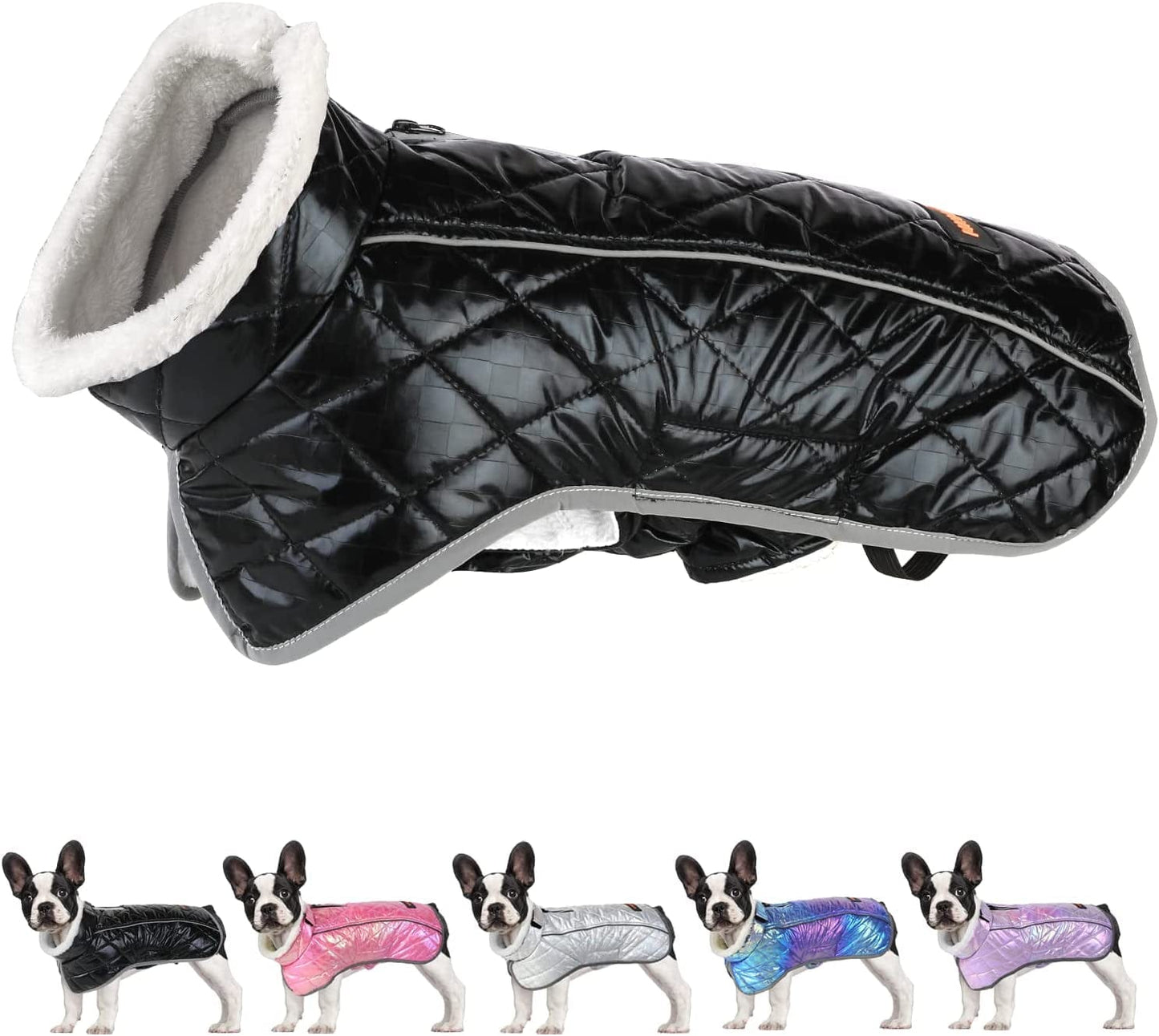 Mklhgty Dog Winter Coat, Windproof Waterproof Warm Winter Dog Jacket, Reflective & Adjustable Cold Weather for Small Medium Large Dogs with Leash Hole Dog Apparel Animals & Pet Supplies > Pet Supplies > Dog Supplies > Dog Apparel Mklhgty Black Large 