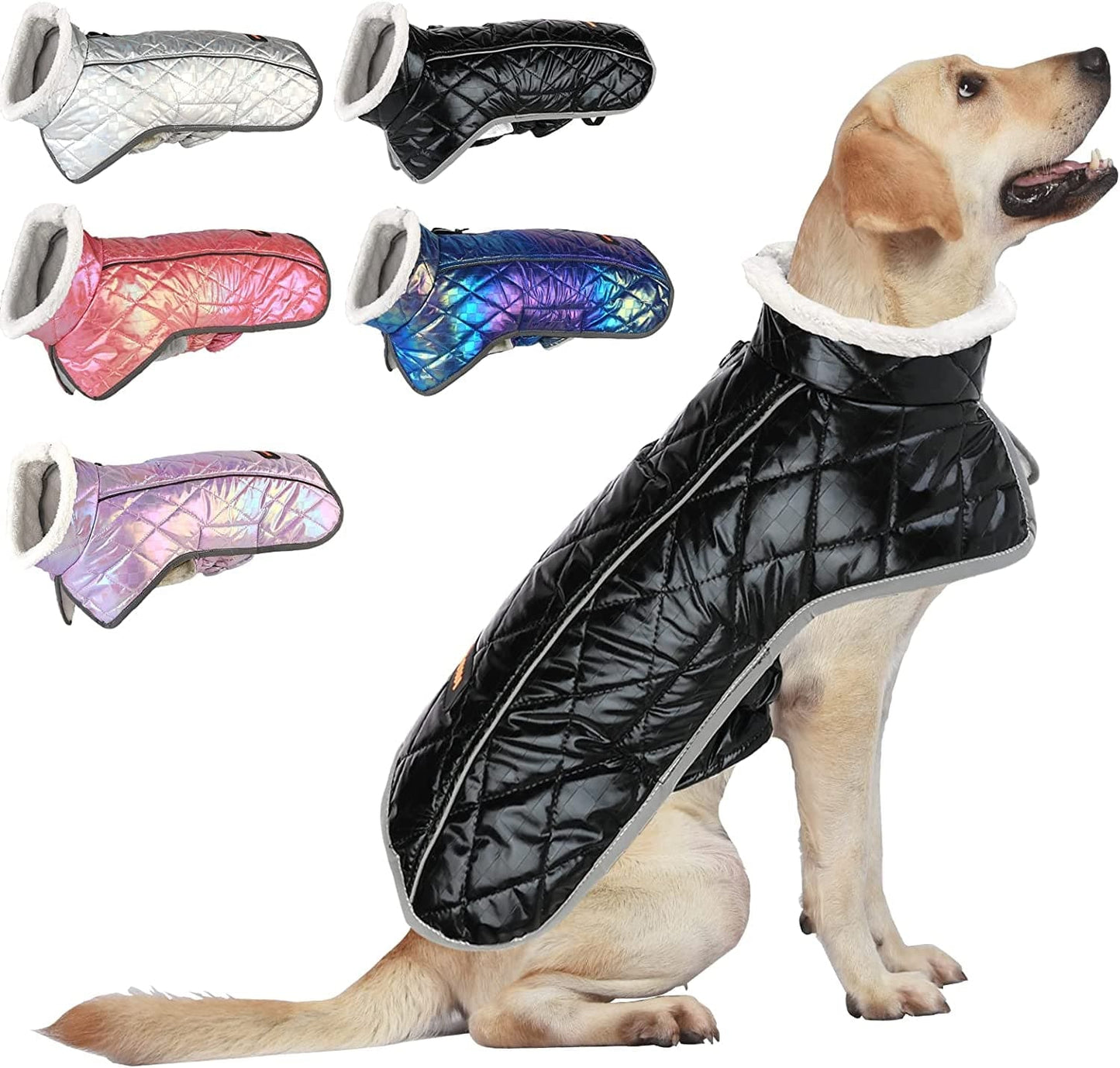 Mklhgty Dog Winter Coat, Windproof Waterproof Warm Winter Dog Jacket, Reflective & Adjustable Cold Weather for Small Medium Large Dogs with Leash Hole Dog Apparel Animals & Pet Supplies > Pet Supplies > Dog Supplies > Dog Apparel Mklhgty Black X-Large 