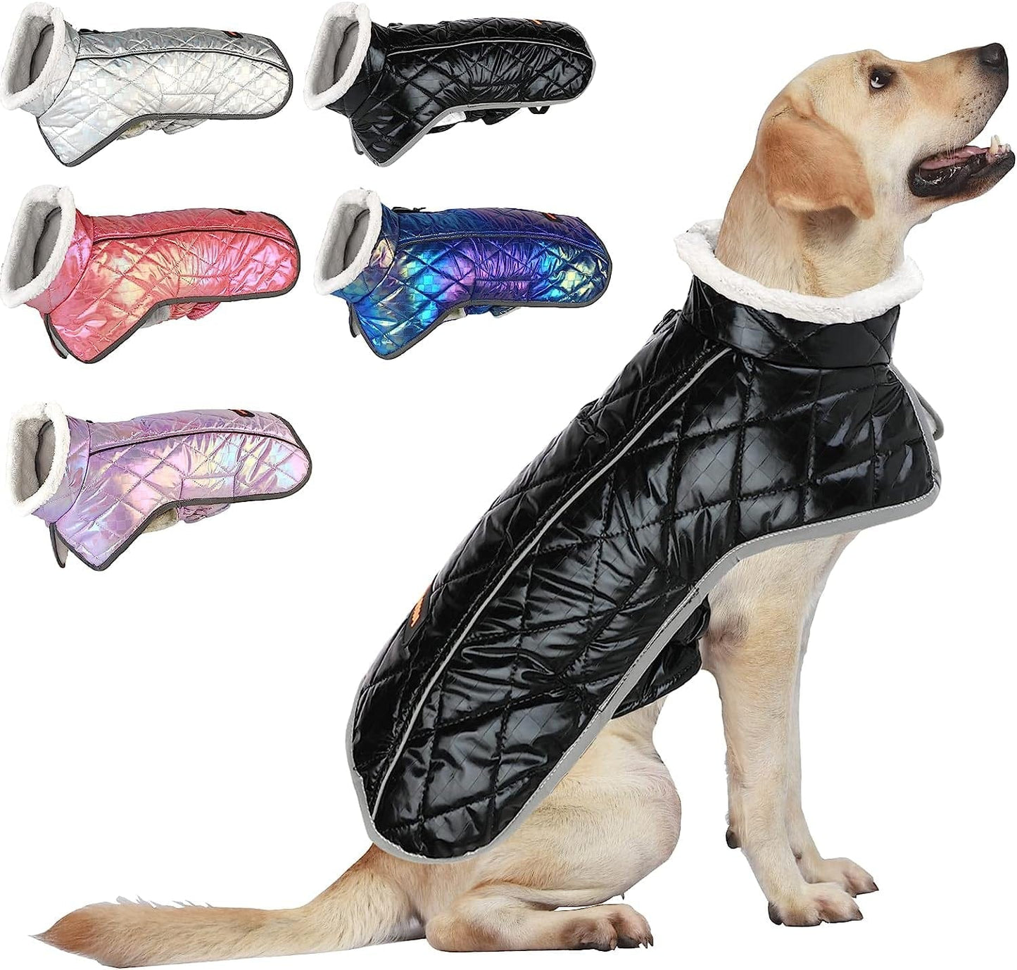 Mklhgty Dog Winter Coat, Windproof Waterproof Warm Winter Dog Jacket, Reflective & Adjustable Cold Weather for Small Medium Large Dogs with Leash Hole Dog Apparel Animals & Pet Supplies > Pet Supplies > Dog Supplies > Dog Apparel Mklhgty Black XXX-Large 