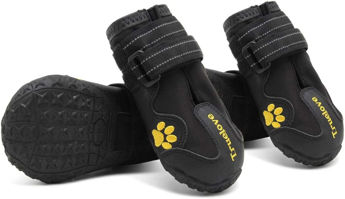 MOKCCI Truelove Dog Boots Waterproof Dog Shoes with Reflective Straps for Small Medium Large Animals & Pet Supplies > Pet Supplies > Dog Supplies > Dog Apparel MOKCCI Black Size 1 (Pack of 4) 