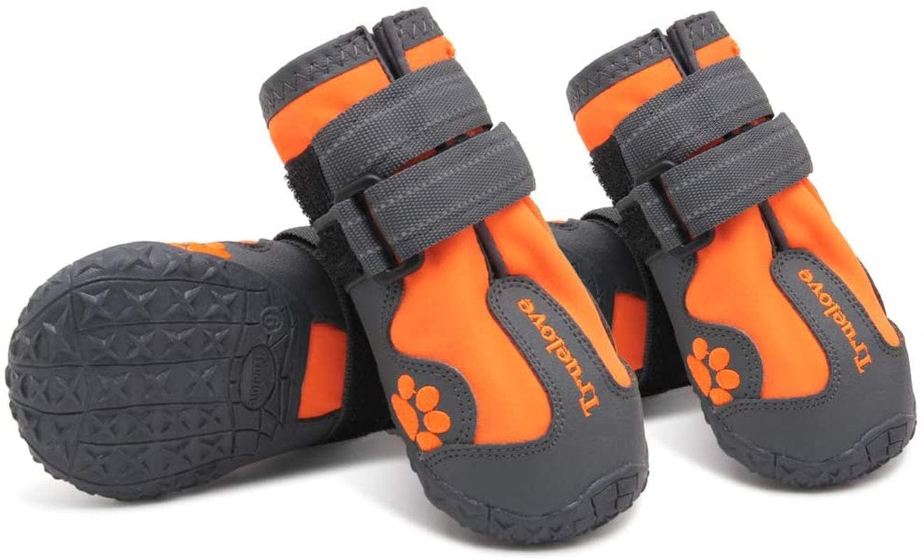 MOKCCI Truelove Dog Boots Waterproof Dog Shoes with Reflective Straps for Small Medium Large Animals & Pet Supplies > Pet Supplies > Dog Supplies > Dog Apparel MOKCCI Orange Size 5 (Pack of 4) 