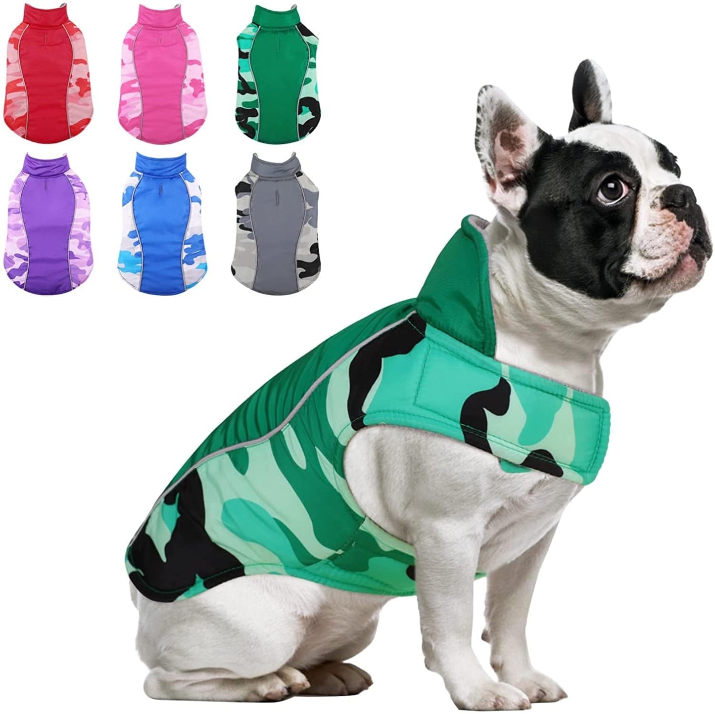 MORVIGIVE Camo Fleece Lining Winter Dog Coats, Reversible Waterproof Puppy Snow Jackets with Reflective Strips & Harness Hole, Windproof Warm Pet Vest Apparel for Small Medium Large Dogs Purple 2XL Animals & Pet Supplies > Pet Supplies > Dog Supplies > Dog Apparel MORVIGIVE Green X-Small 