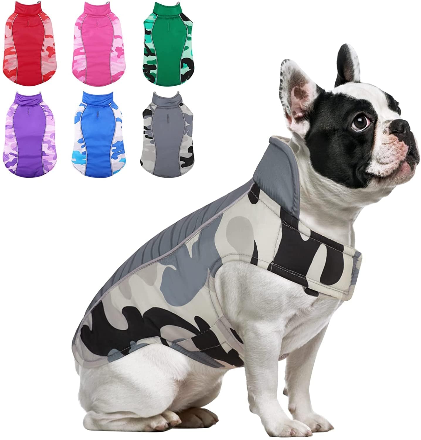 MORVIGIVE Camo Fleece Lining Winter Dog Coats, Reversible Waterproof Puppy Snow Jackets with Reflective Strips & Harness Hole, Windproof Warm Pet Vest Apparel for Small Medium Large Dogs Purple 2XL Animals & Pet Supplies > Pet Supplies > Dog Supplies > Dog Apparel MORVIGIVE Grey XXX-Large 