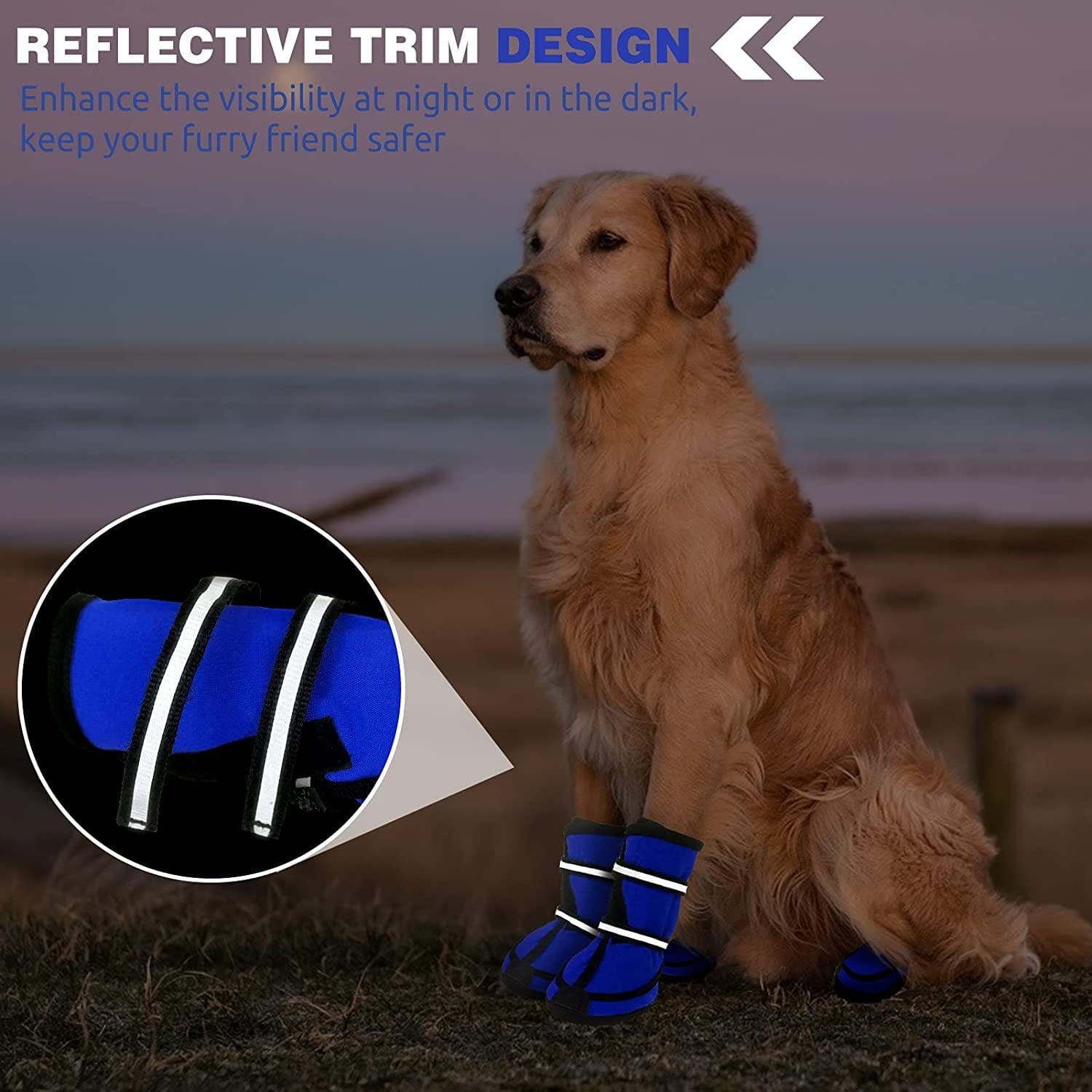 MORVIGIVE Dog Boots for Medium Large Dogs, Waterproof Winter Dog Shoes with Nonslip Rubber Soles & Reflective Straps, Outdoor Sports Pet Booties High-Ankle Paw Protectors for Walking, Hiking, Running Animals & Pet Supplies > Pet Supplies > Dog Supplies > Dog Apparel MORVIGIVE   