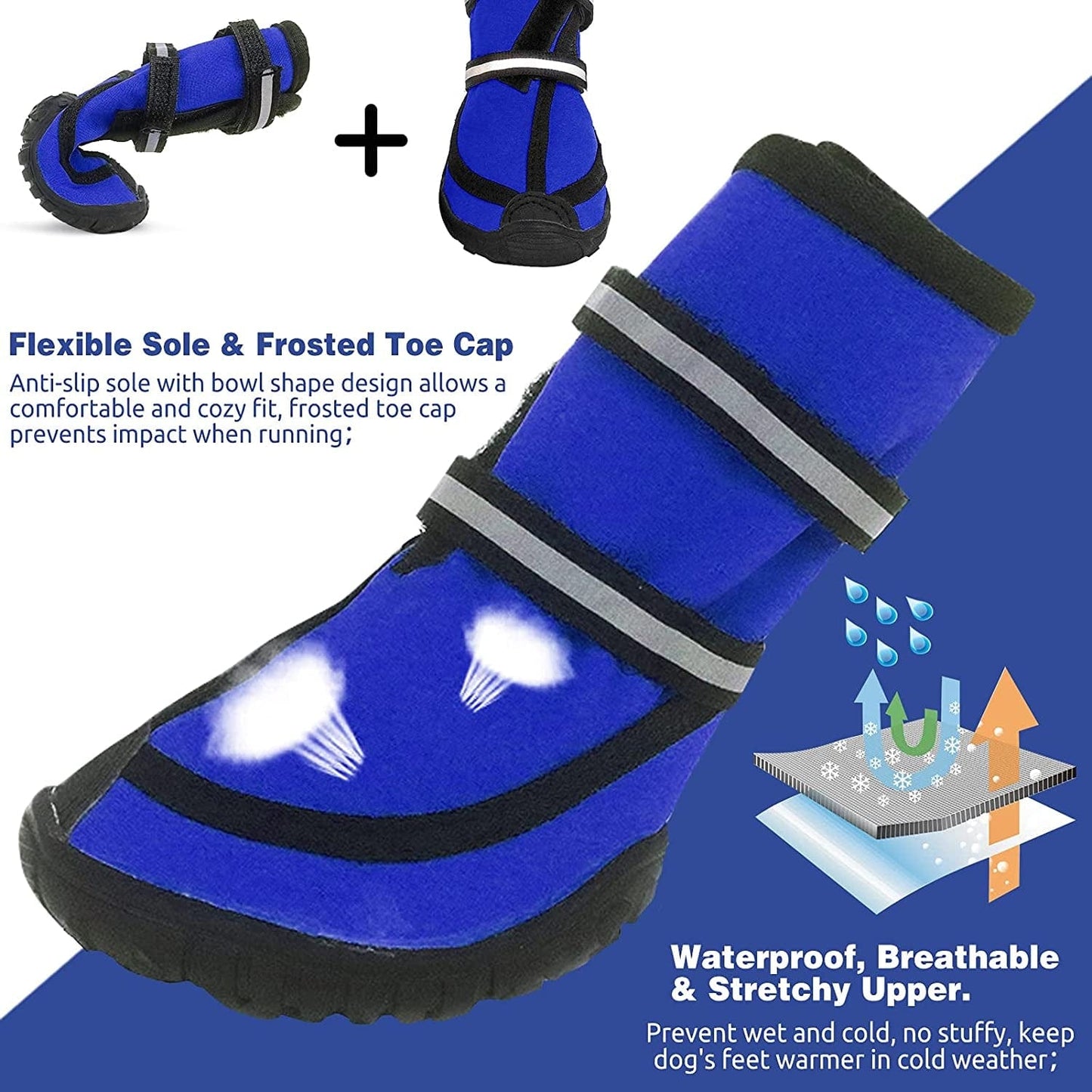 MORVIGIVE Dog Boots for Medium Large Dogs, Waterproof Winter Dog Shoes with Nonslip Rubber Soles & Reflective Straps, Outdoor Sports Pet Booties High-Ankle Paw Protectors for Walking, Hiking, Running Animals & Pet Supplies > Pet Supplies > Dog Supplies > Dog Apparel MORVIGIVE   