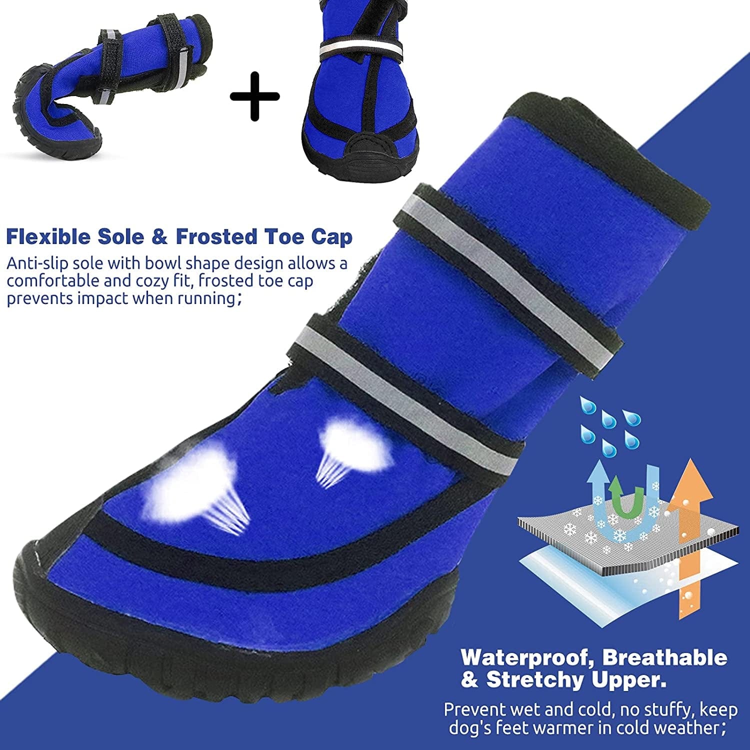 MORVIGIVE Dog Boots for Medium Large Dogs, Waterproof Winter Dog Shoes with Nonslip Rubber Soles & Reflective Straps, Outdoor Sports Pet Booties High-Ankle Paw Protectors for Walking, Hiking, Running Animals & Pet Supplies > Pet Supplies > Dog Supplies > Dog Apparel MORVIGIVE   