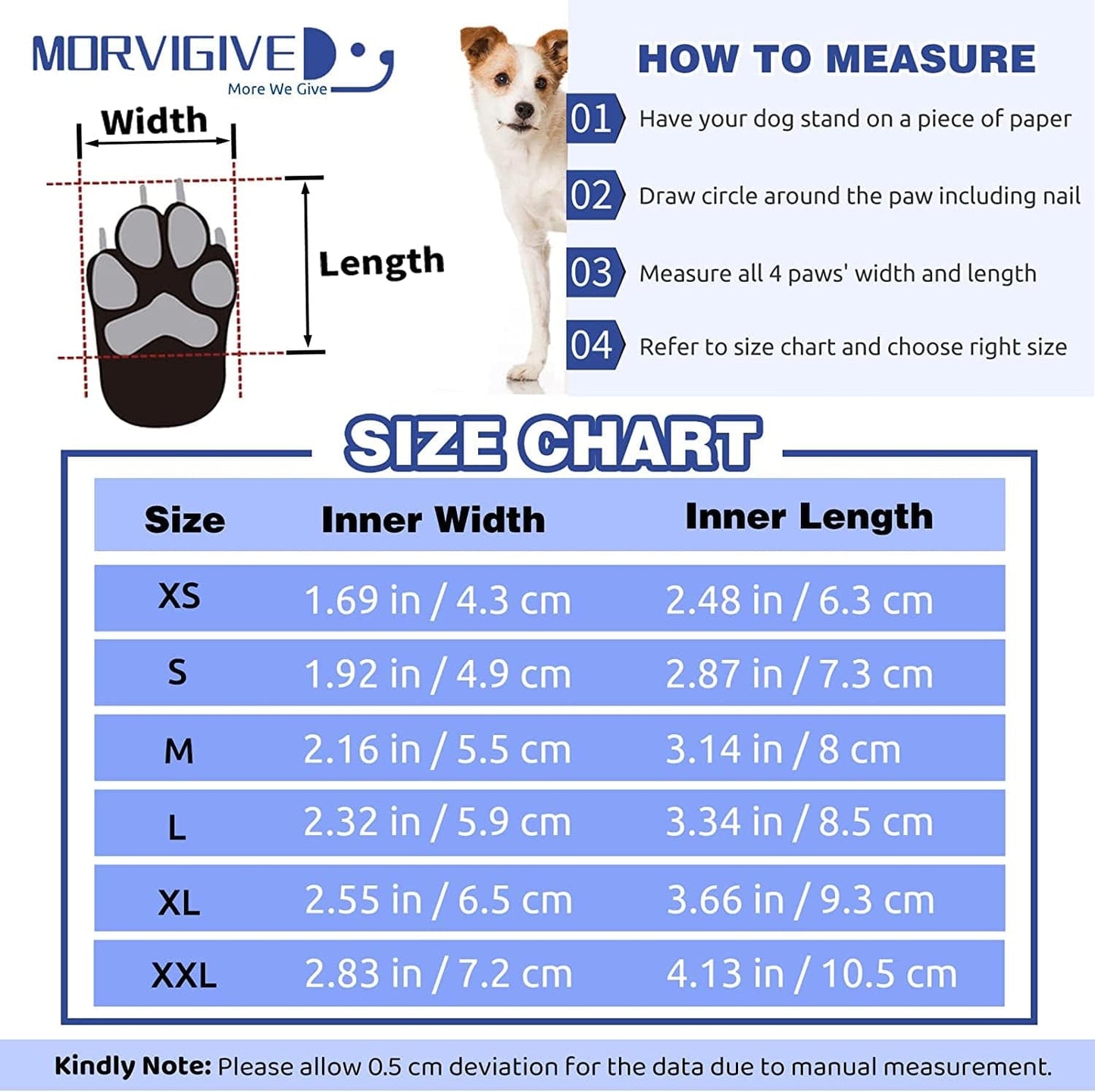 MORVIGIVE Dog Boots for Medium Large Dogs, Waterproof Winter Dog Shoes with Nonslip Rubber Soles & Reflective Straps, Outdoor Sports Pet Booties High-Ankle Paw Protectors for Walking, Hiking, Running Animals & Pet Supplies > Pet Supplies > Dog Supplies > Dog Apparel MORVIGIVE   