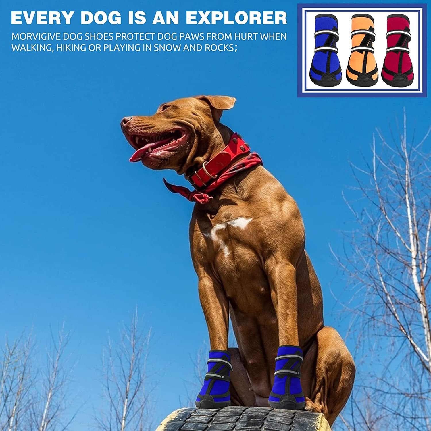 MORVIGIVE Dog Boots for Medium Large Dogs, Waterproof Winter Dog Shoes with Nonslip Rubber Soles & Reflective Straps, Outdoor Sports Pet Booties High-Ankle Paw Protectors for Walking, Hiking, Running Animals & Pet Supplies > Pet Supplies > Dog Supplies > Dog Apparel MORVIGIVE   