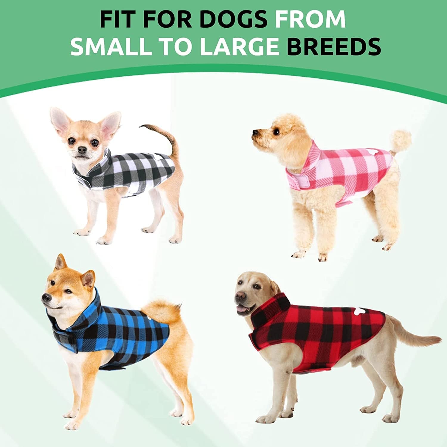 MORVIGIVE Reversible Plaid Winter Dog Coats, Waterproof British Style Puppy Snow Jacket with Harness Hole High Collar, Windproof Cold Weather Dog Vest Warm Pet Apparel for Small Medium Large Dogs Animals & Pet Supplies > Pet Supplies > Dog Supplies > Dog Apparel MORVIGIVE   