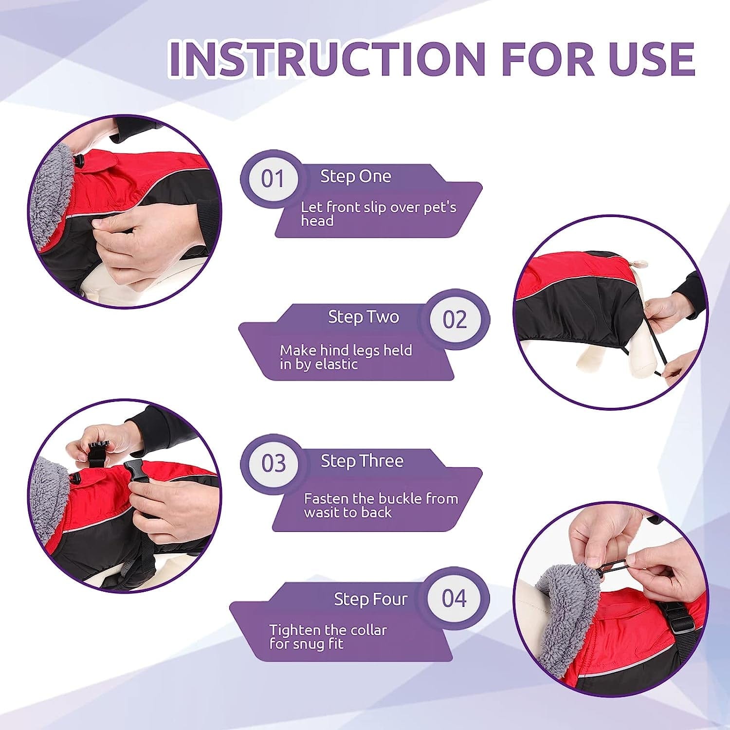 MORVIGIVE Windproof Turtleneck Winter Dog Coat, Thickened Fleece Lining Dog Jacket with Buckle Closure & Harness Hole, Reflective Cold Weather Dog Vest Clothes Pet Apparel for Small Medium Large Dogs Animals & Pet Supplies > Pet Supplies > Dog Supplies > Dog Apparel MORVIGIVE   