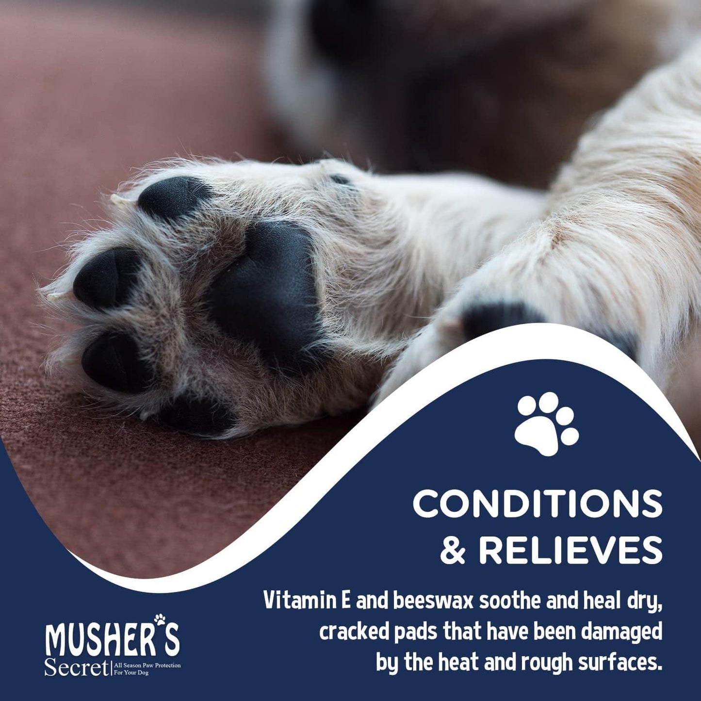Musher'S Secret Dog Paw Wax 60 G (2.1 Oz) - Moisturizing Dog Paw Balm That Creates an Invisible Barrier That Protects and Heals Dry Cracked Paws - All-Natural with Vitamin E and Food-Grade Ingredients Animals & Pet Supplies > Pet Supplies > Dog Supplies > Dog Apparel Mushers Secret   