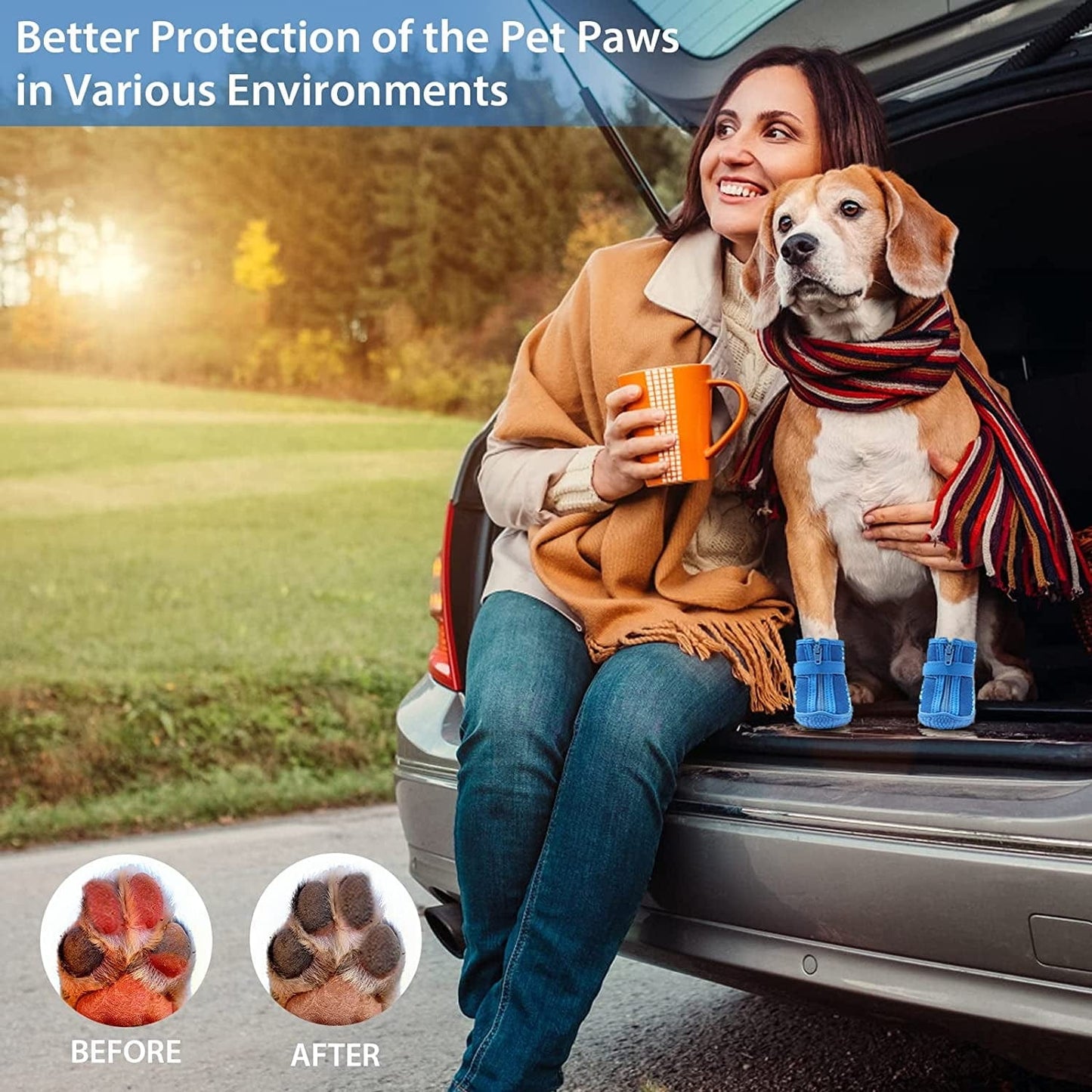 MUSIMC Dog Booties for Hot Pavement Breathable Dog Summer Shoes Dog Boot for Small Dogs, Puppy Shoes Paw Protector for Hiking 4PCS Animals & Pet Supplies > Pet Supplies > Dog Supplies > Dog Apparel MUSIMC   