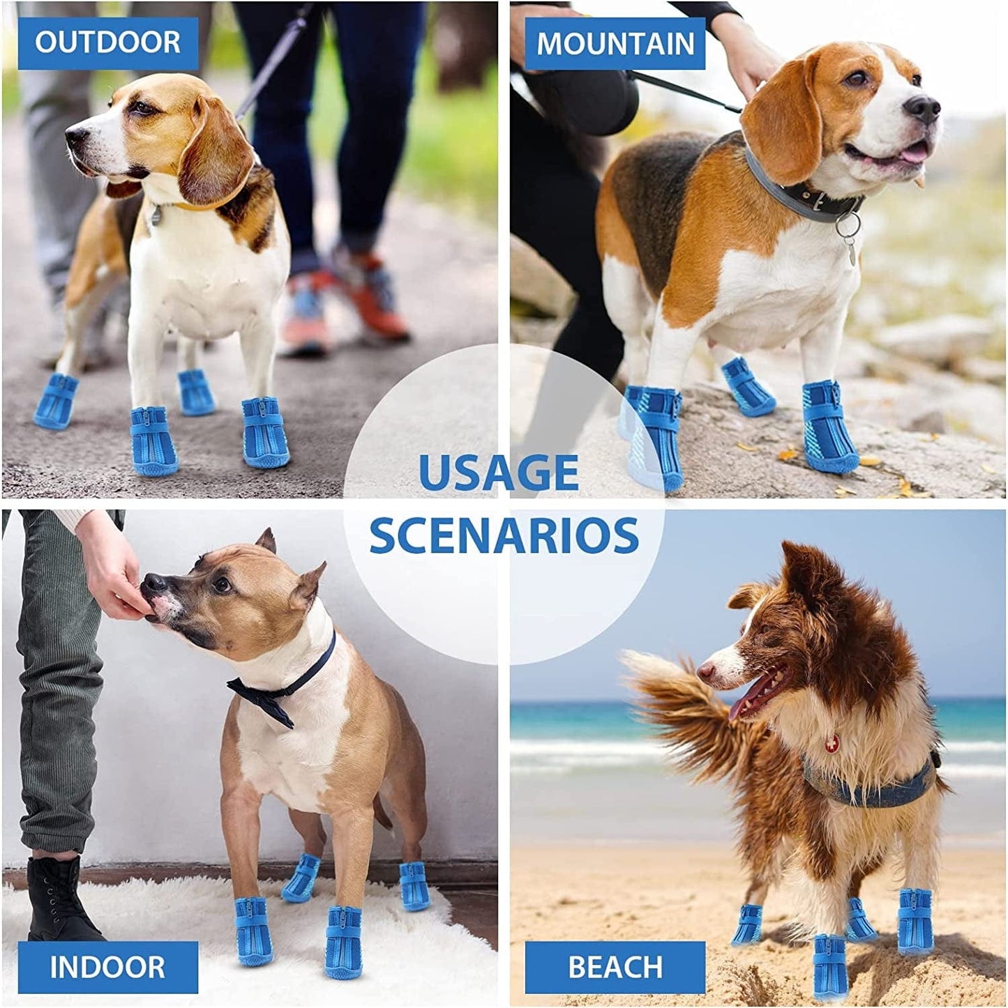 MUSIMC Dog Booties for Hot Pavement Breathable Dog Summer Shoes Dog Boot for Small Dogs, Puppy Shoes Paw Protector for Hiking 4PCS Animals & Pet Supplies > Pet Supplies > Dog Supplies > Dog Apparel MUSIMC   