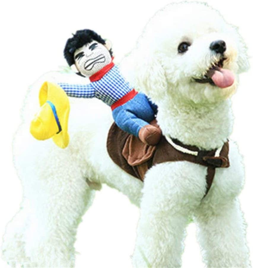 NACOCO Cowboy Rider Dog Costume for Dogs Clothes Knight Style with Doll and Hat for Halloween Day Pet Costume (L) Animals & Pet Supplies > Pet Supplies > Dog Supplies > Dog Apparel NACOCO   