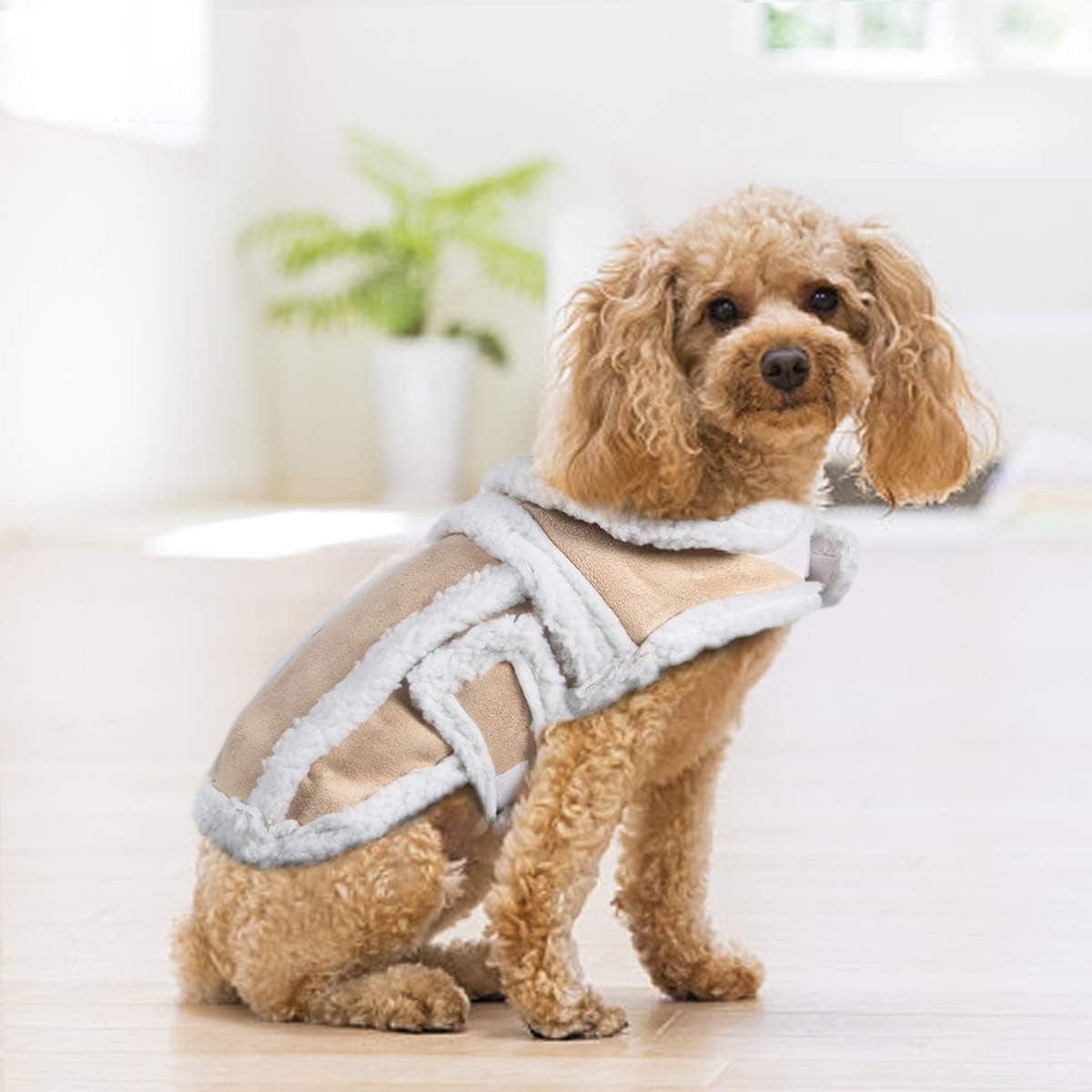 NAMSAN Dog Warm Vest Winter Doggy Coat Fleece Puppy Jacket Soft Small Dog Sweater Outfit Cold Weather Chihuahua Clothes with Leash Hole, Small Animals & Pet Supplies > Pet Supplies > Dog Supplies > Dog Apparel Namsan   