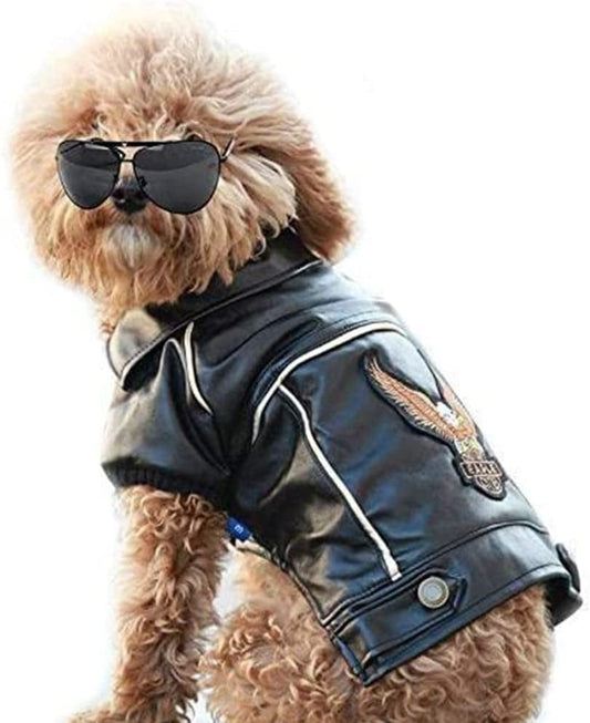 NIULA Dog Winter Coat Pu Leather Motorcycle Jacket for Dog Pet Clothes Leather Jacket, Waterproof(S) Animals & Pet Supplies > Pet Supplies > Dog Supplies > Dog Apparel NIULA Large  