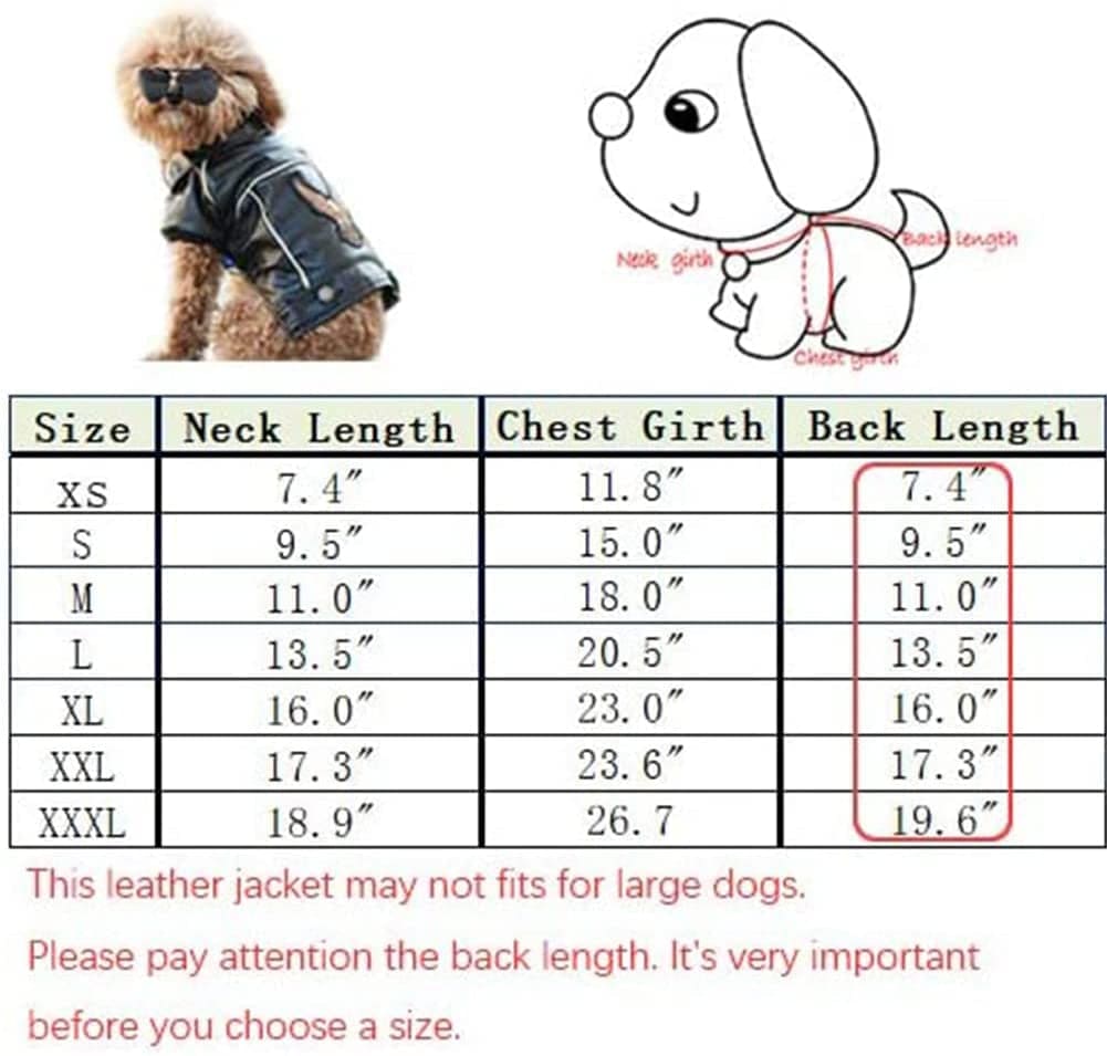 NIULA Dog Winter Coat Pu Leather Motorcycle Jacket for Dog Pet Clothes Leather Jacket, Waterproof(S) Animals & Pet Supplies > Pet Supplies > Dog Supplies > Dog Apparel NIULA   