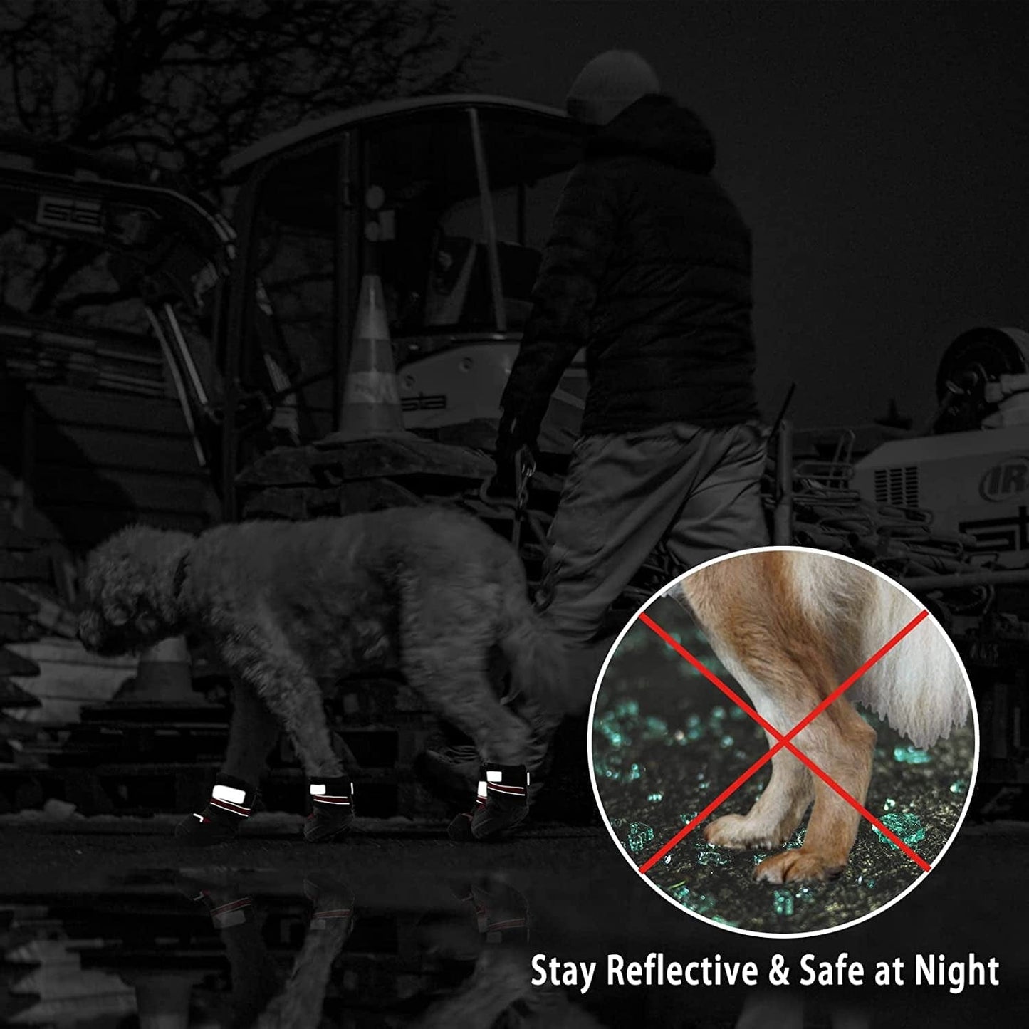 Non-Slip Dog Boots Fleece Lined Dog Snow Booties, Waterproof Dog Shoes for Hot Pavement with Reflective Straps, Dog Outdoor Hiking Boot for Small Medium Large Dogs 4Pcs (Red-Size 7) Animals & Pet Supplies > Pet Supplies > Dog Supplies > Dog Apparel Mengelina   