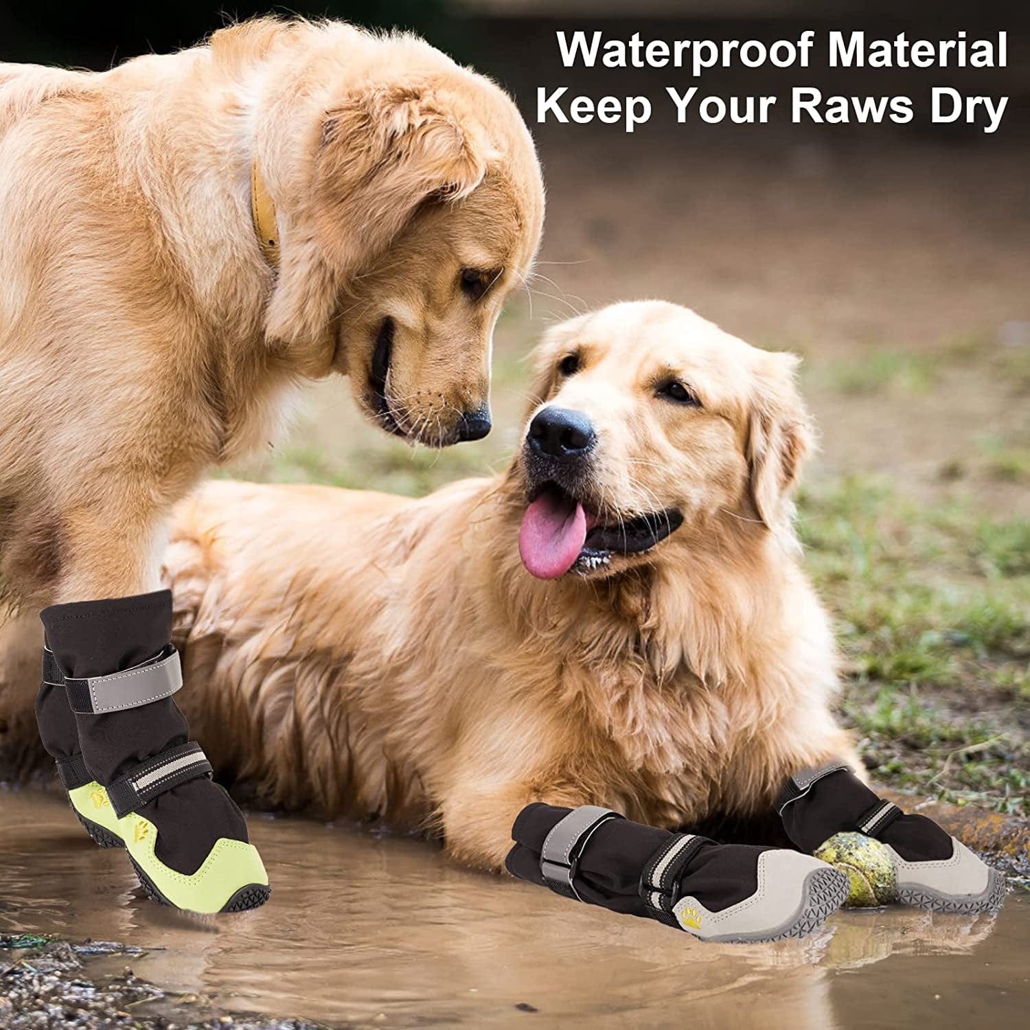 Non-Slip Dog Snow Boots - 4 Pack Breathable Paw Protection Dog Shoes for Small, Medium and Large Dogs - Winter Dog Snow Boots - Reflective Waterproof Dog Boots for Outdoor Hiking (Black White, Size8) Animals & Pet Supplies > Pet Supplies > Dog Supplies > Dog Apparel Tasperfed   