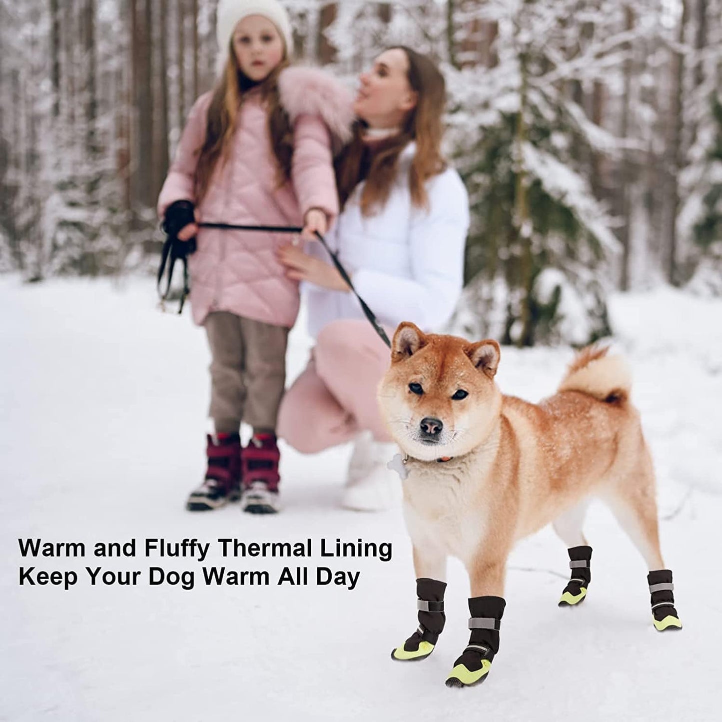 Non-Slip Dog Snow Boots - 4 Pack Breathable Paw Protection Dog Shoes for Small, Medium and Large Dogs - Winter Dog Snow Boots - Reflective Waterproof Dog Boots for Outdoor Hiking (Black White, Size8) Animals & Pet Supplies > Pet Supplies > Dog Supplies > Dog Apparel Tasperfed   