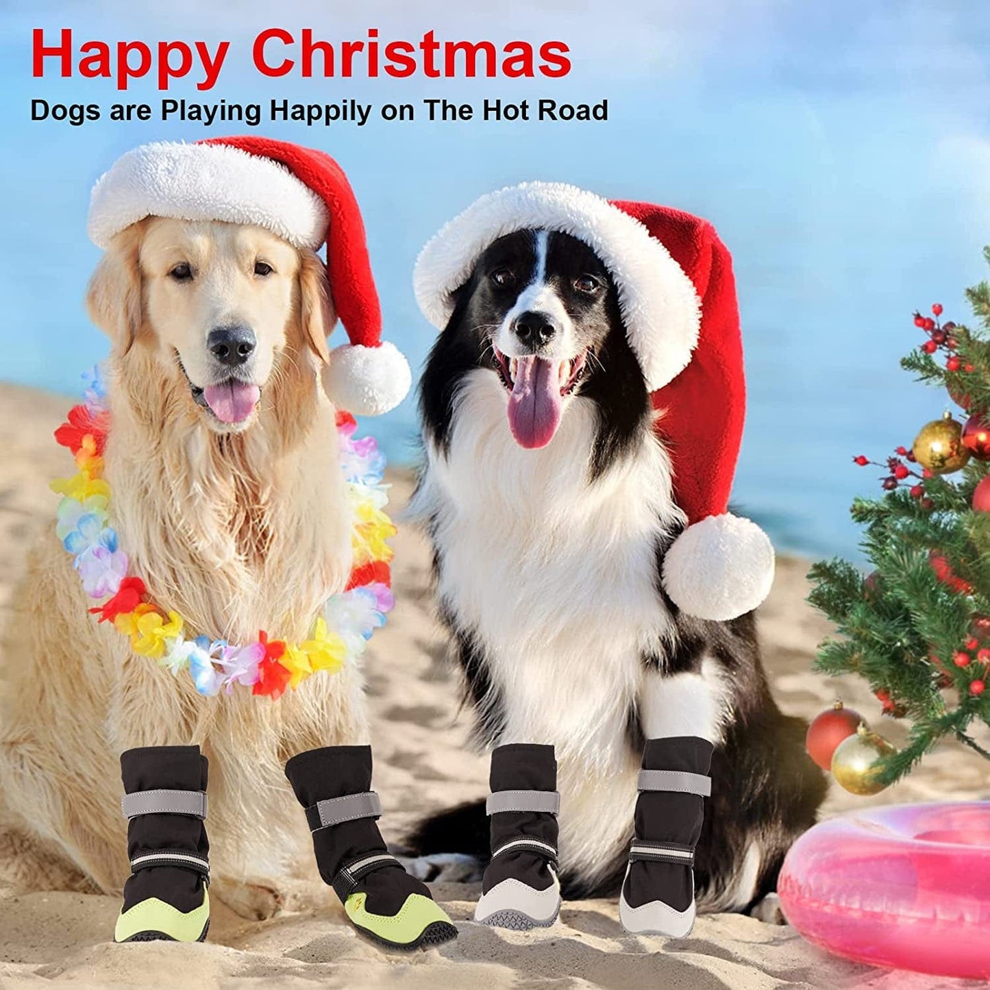 Non-Slip Dog Snow Boots - 4 Pack Breathable Paw Protection Dog Shoes for Small, Medium and Large Dogs - Winter Dog Snow Boots - Reflective Waterproof Dog Boots for Outdoor Hiking (Black White, Size8) Animals & Pet Supplies > Pet Supplies > Dog Supplies > Dog Apparel Tasperfed   