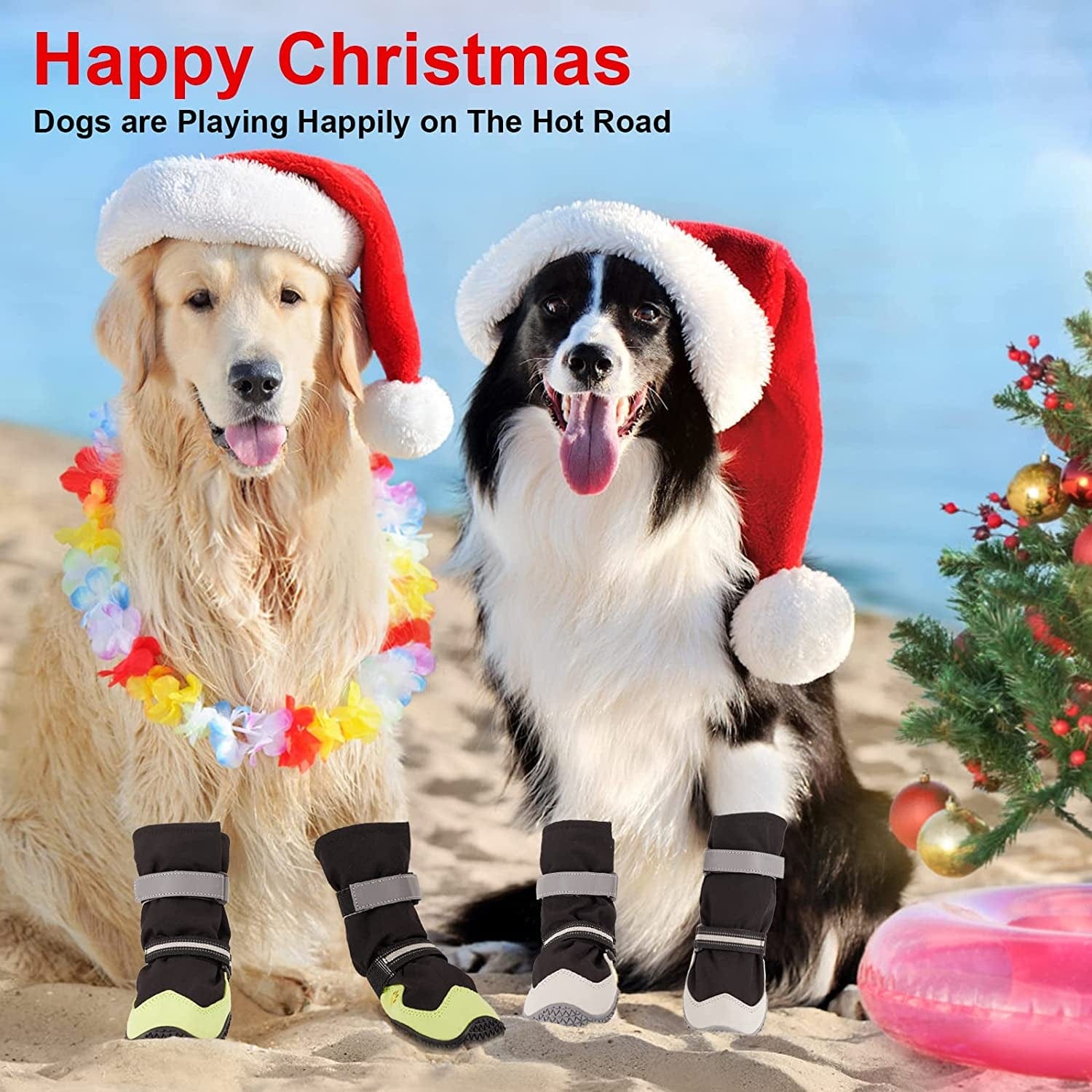 Non-Slip Dog Snow Boots - 4 Pack Breathable Paw Protection Dog Shoes for Small, Medium and Large Dogs - Winter Dog Snow Boots - Reflective Waterproof Dog Boots for Outdoor Hiking (Black White, Size8) Animals & Pet Supplies > Pet Supplies > Dog Supplies > Dog Apparel Tasperfed   