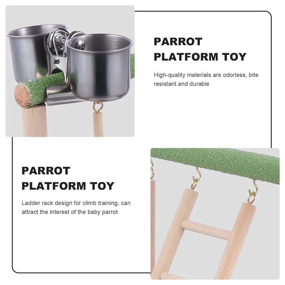 NUOLUX Parrot Playstand Bird Playpen Stands Wood Cage Swing Standing Toys Ladder Rack Parrots Playground Gym Perch Birdcage Animals & Pet Supplies > Pet Supplies > Bird Supplies > Bird Gyms & Playstands NUOLUX   