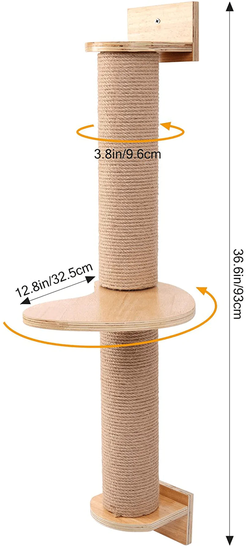Odoland Cat Activity Tree with Scratching Posts - Wall Mounted Cat Scratching Post Cat Shelves with Solid Wood Steps - Cage Mounted Cat Jute Scratcher Hammock for Indoor