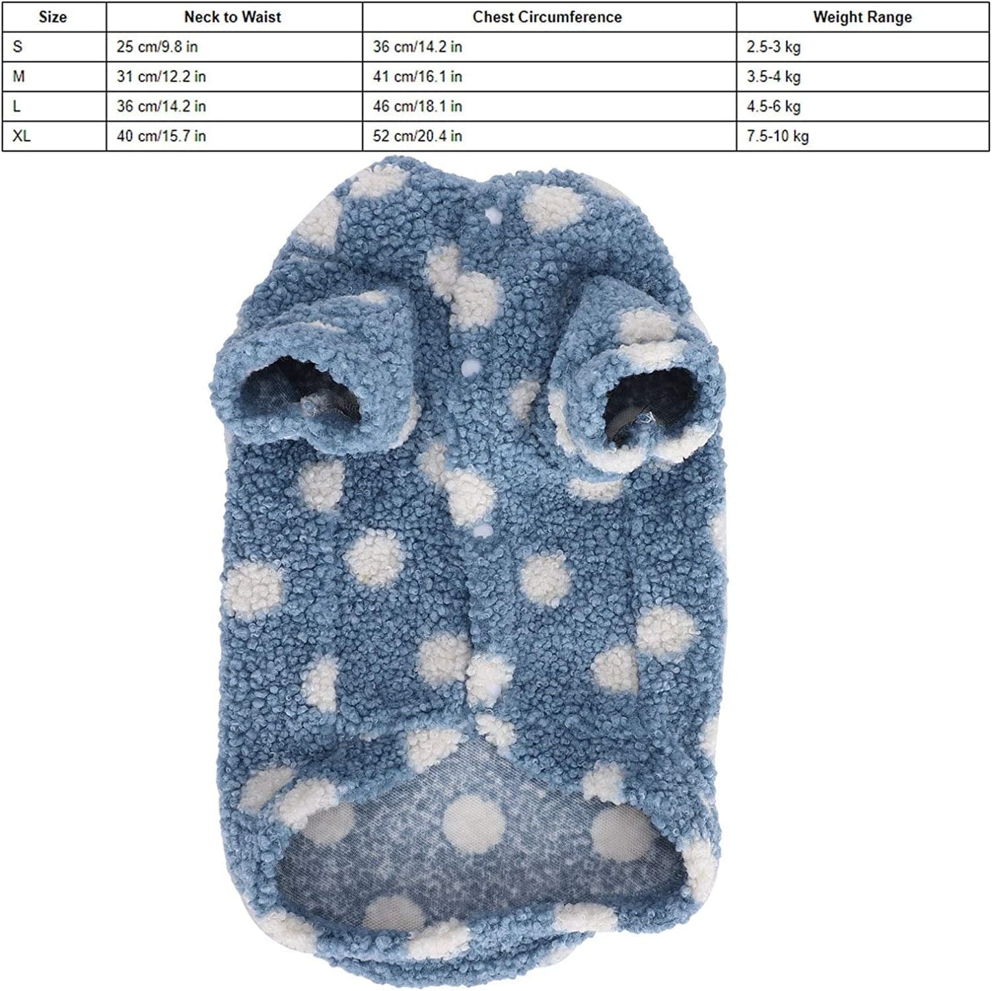 OKJHFD 4 Sizes Dog Clothes Blue Autumn Winter Soft Plush Puppy Dog Coat, Warm Pet Jacket for Medium Small Dogs Animals & Pet Supplies > Pet Supplies > Dog Supplies > Dog Apparel OKJHFD   