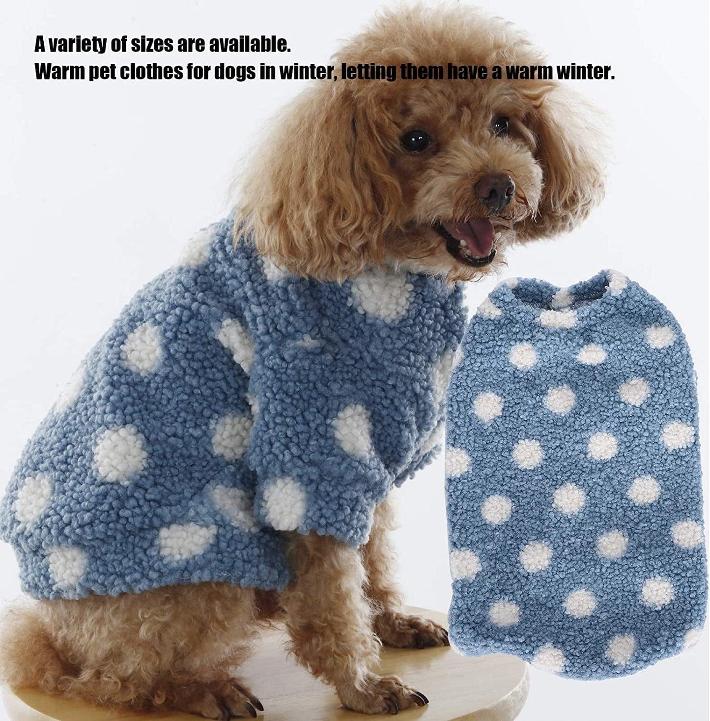 OKJHFD 4 Sizes Dog Clothes Blue Autumn Winter Soft Plush Puppy Dog Coat, Warm Pet Jacket for Medium Small Dogs Animals & Pet Supplies > Pet Supplies > Dog Supplies > Dog Apparel OKJHFD   
