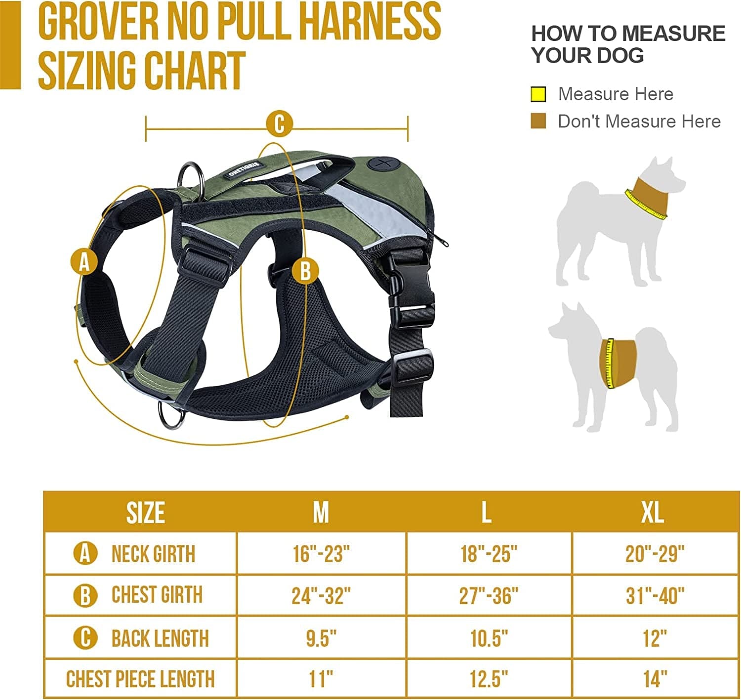 Onetigris No Pull Multi-Use Dog Harness for Medium Large Dogs, Tactical Service Dog Vest Harness with Training Handle & Pocket, Reflective Personalized Grover Dog Harness Adjustable Support Harness Animals & Pet Supplies > Pet Supplies > Dog Supplies > Dog Apparel OneTigris   