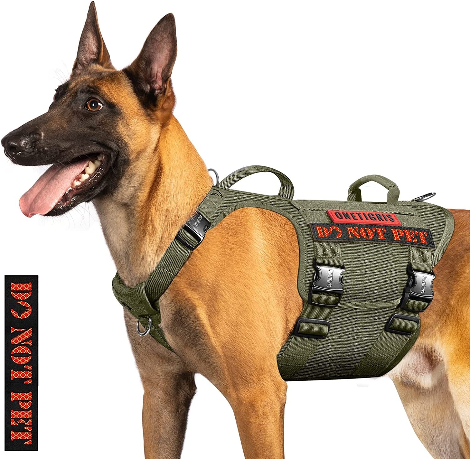 Onetigris Tactical Dog Harness for Large Dog Full Metal Buckled No