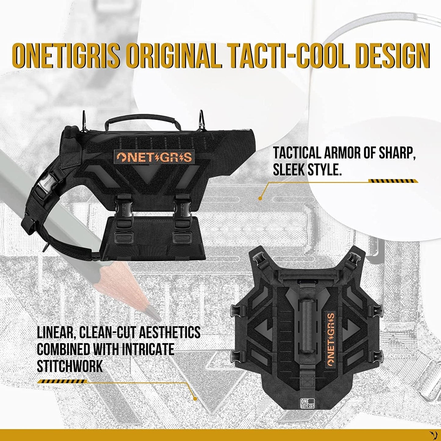 Onetigris X-Armor Tactical Dog Harness Full Metal,No Pull Dog Harness Vest with Reflective Velcro, Military Adjustable Easy to Put on Dog Vest Dog for Walking Hiking Training Animals & Pet Supplies > Pet Supplies > Dog Supplies > Dog Apparel OneTigris   