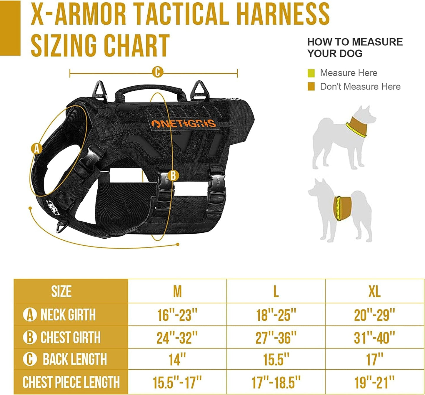 Onetigris X-Armor Tactical Dog Harness Full Metal,No Pull Dog Harness Vest with Reflective Velcro, Military Adjustable Easy to Put on Dog Vest Dog for Walking Hiking Training Animals & Pet Supplies > Pet Supplies > Dog Supplies > Dog Apparel OneTigris   