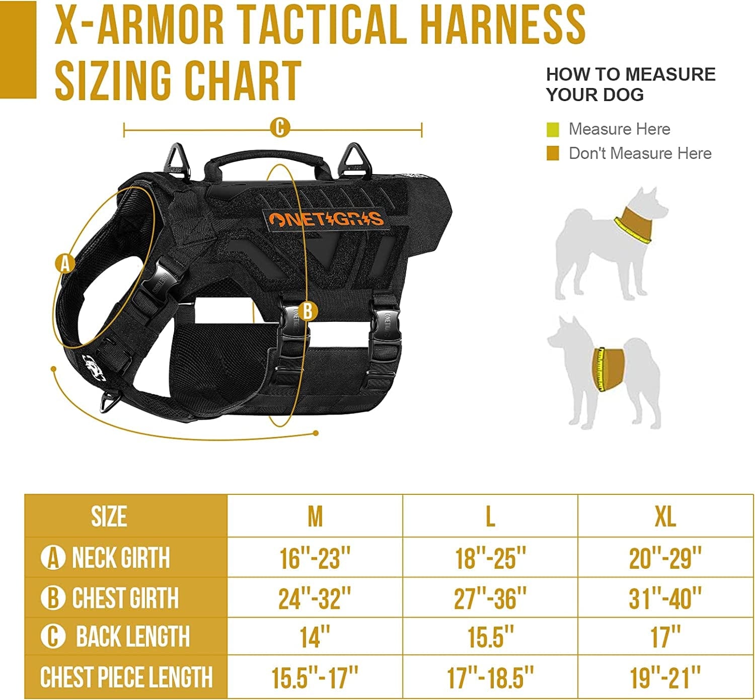 Onetigris X-Armor Tactical Dog Harness Full Metal,No Pull Dog Harness Vest with Reflective Velcro, Military Adjustable Easy to Put on Dog Vest Dog for Walking Hiking Training Animals & Pet Supplies > Pet Supplies > Dog Supplies > Dog Apparel OneTigris   