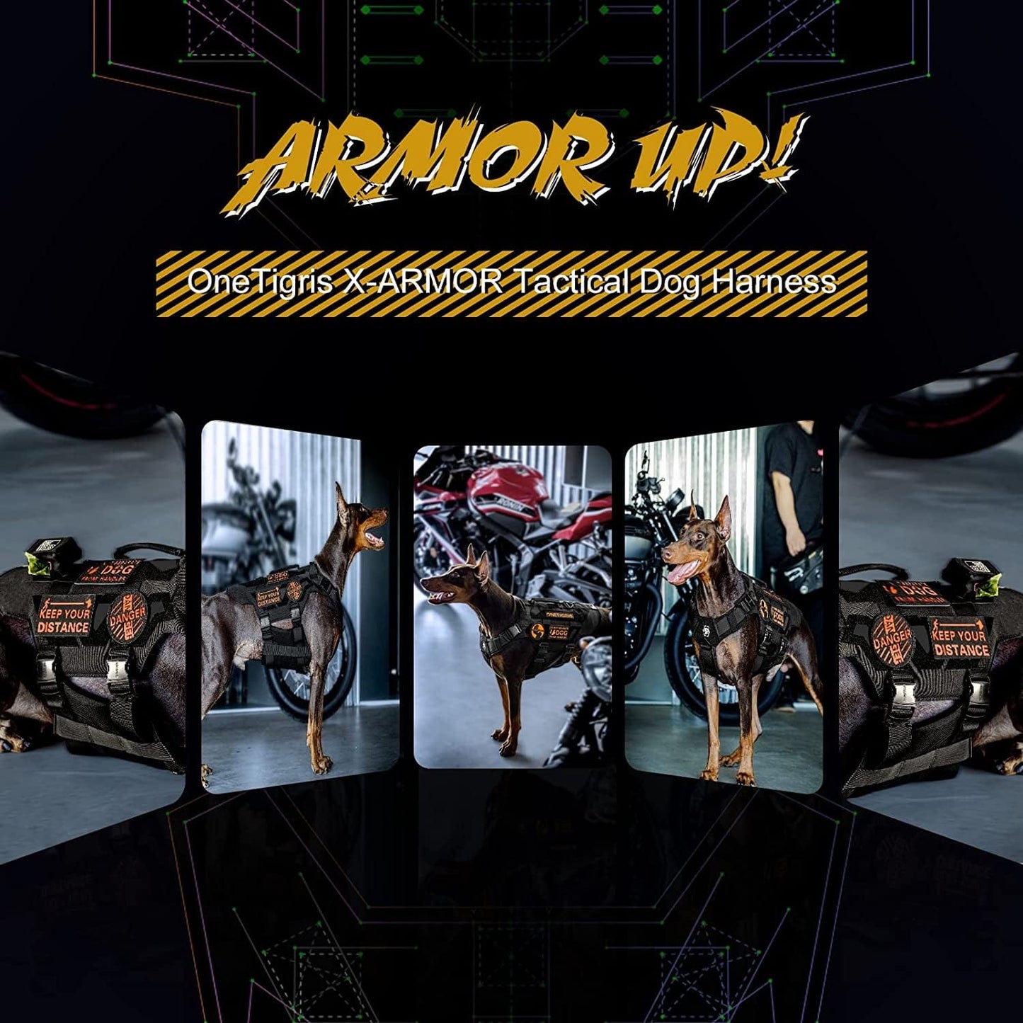 Onetigris X-Armor Tactical Dog Harness Full Metal,No Pull Dog Harness Vest with Reflective Velcro, Military Adjustable Easy to Put on Dog Vest Dog for Walking Hiking Training Animals & Pet Supplies > Pet Supplies > Dog Supplies > Dog Apparel OneTigris   