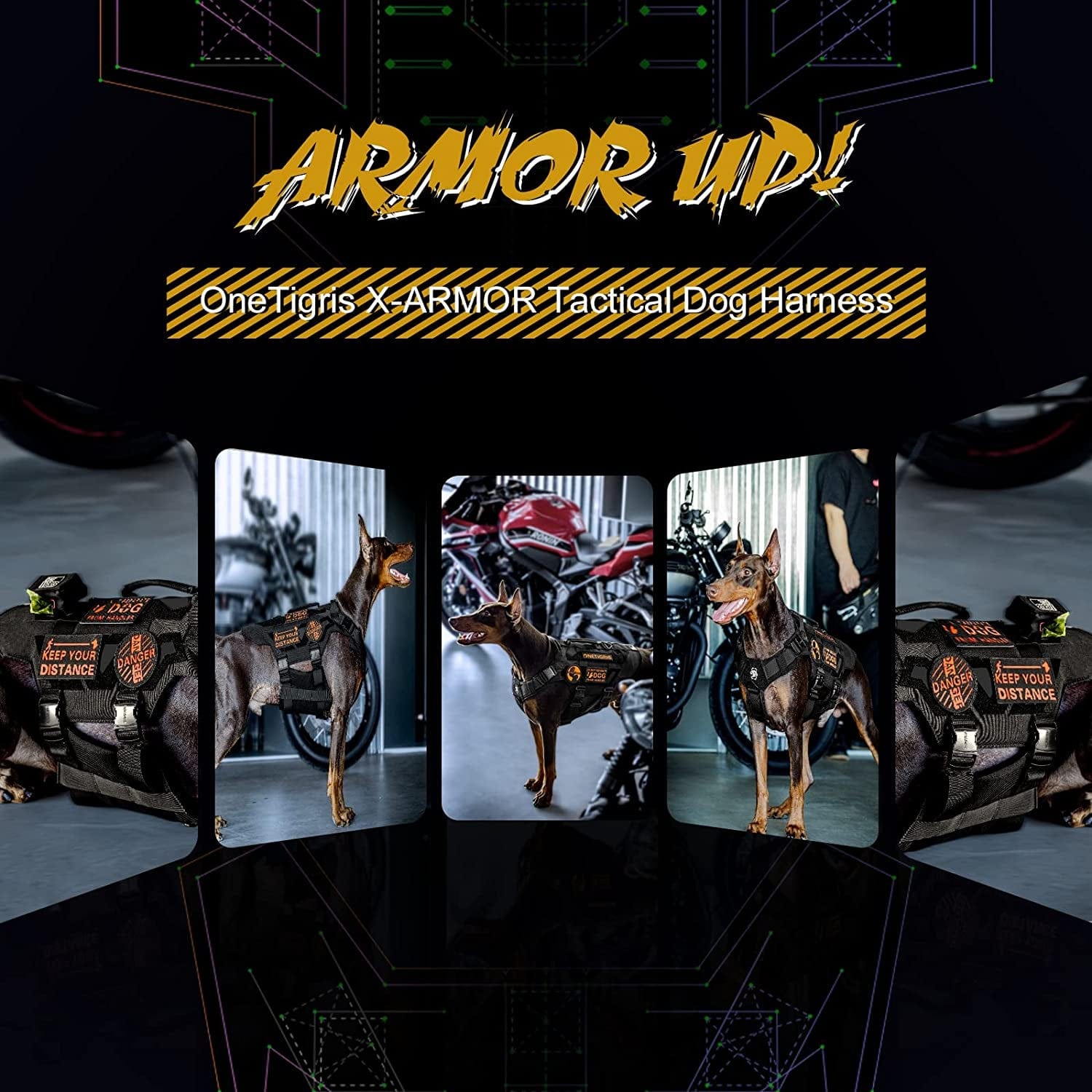 Onetigris X-Armor Tactical Dog Harness Full Metal,No Pull Dog Harness Vest with Reflective Velcro, Military Adjustable Easy to Put on Dog Vest Dog for Walking Hiking Training Animals & Pet Supplies > Pet Supplies > Dog Supplies > Dog Apparel OneTigris   