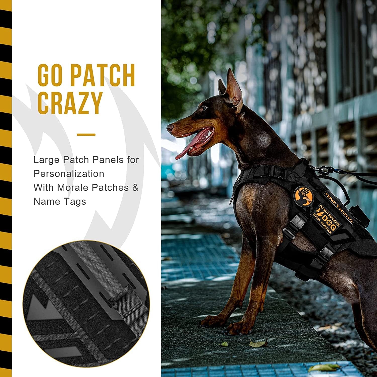 Onetigris No Pull Tactical Dog Harness for Large Dog, Mesh Design
