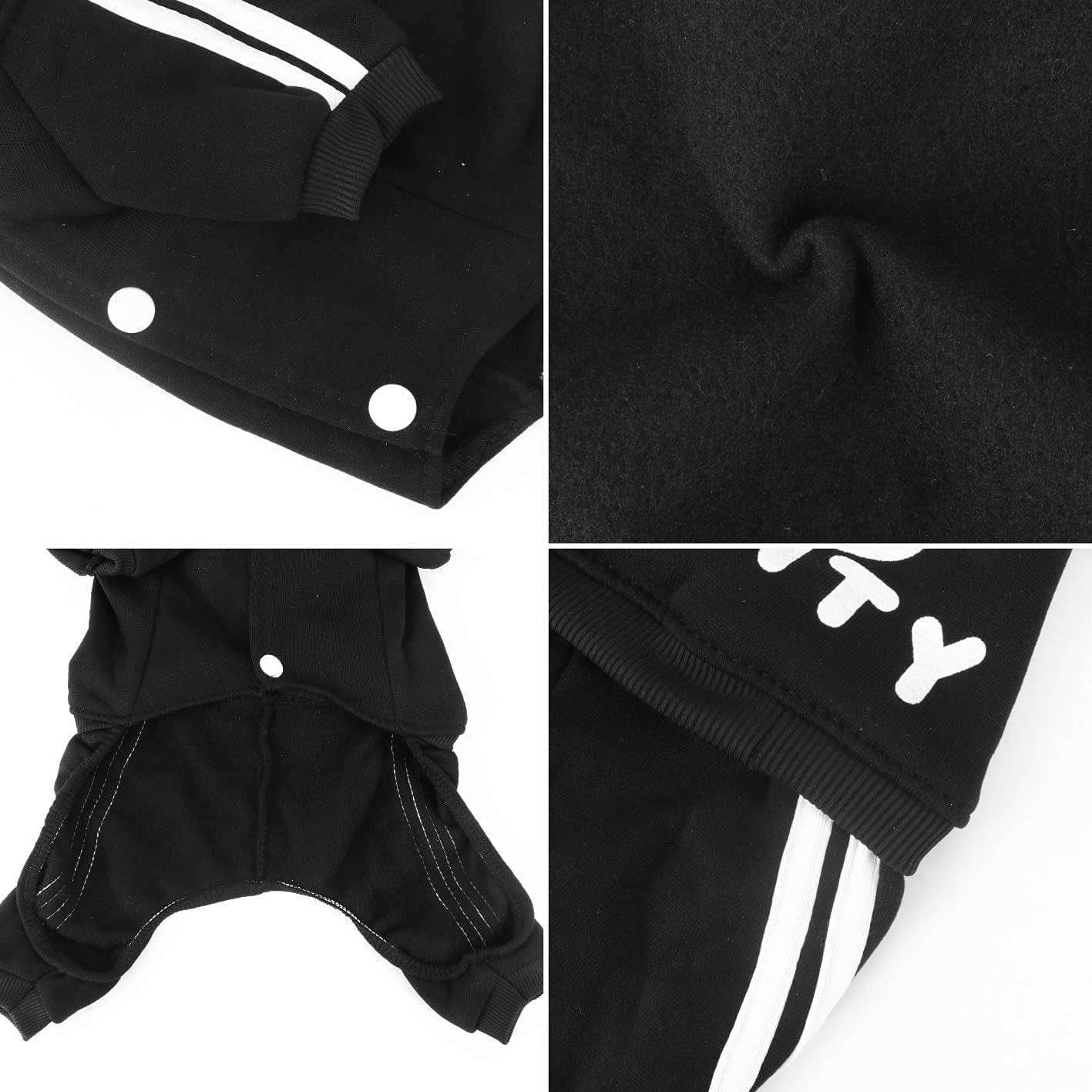 Otunrues Dog Hoodies, Pet Dog Clothes Pullover 4 Legs Jumpsuit Sweatshirt Security Patterns Outfit Doggie Winter Coat Cotton Puppy Hoodied for Small Medium Large Dogs Cats(Black,Xs) Animals & Pet Supplies > Pet Supplies > Dog Supplies > Dog Apparel Otunrues   