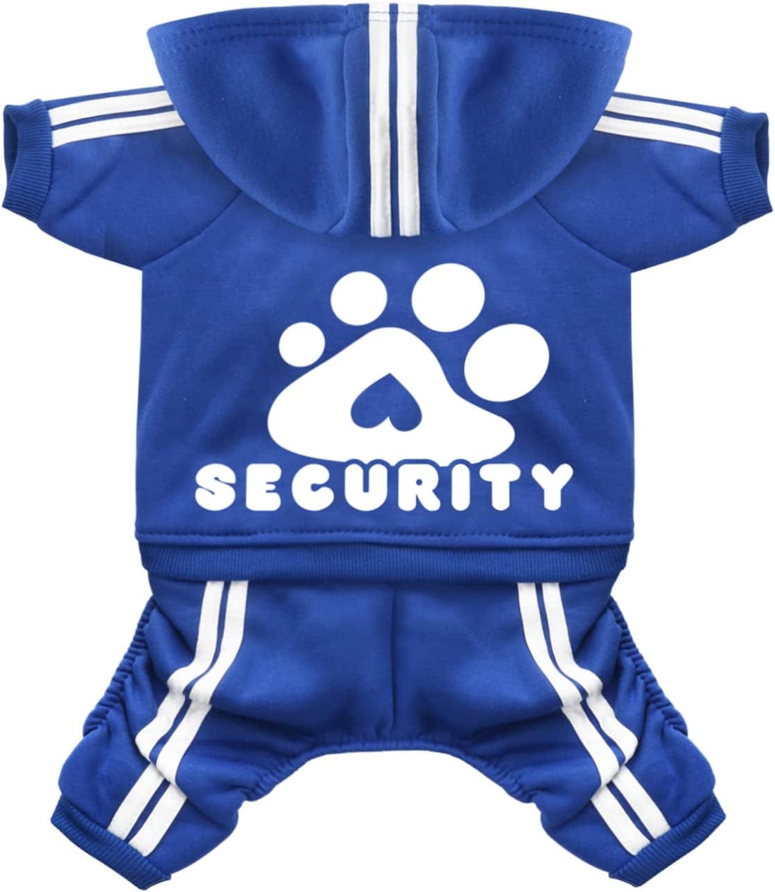 Otunrues Dog Hoodies, Pet Dog Clothes Pullover 4 Legs Jumpsuit Sweatshirt Security Patterns Outfit Doggie Winter Coat Cotton Puppy Hoodied for Small Medium Large Dogs Cats(Black,Xs) Animals & Pet Supplies > Pet Supplies > Dog Supplies > Dog Apparel Otunrues Blue X-Small 