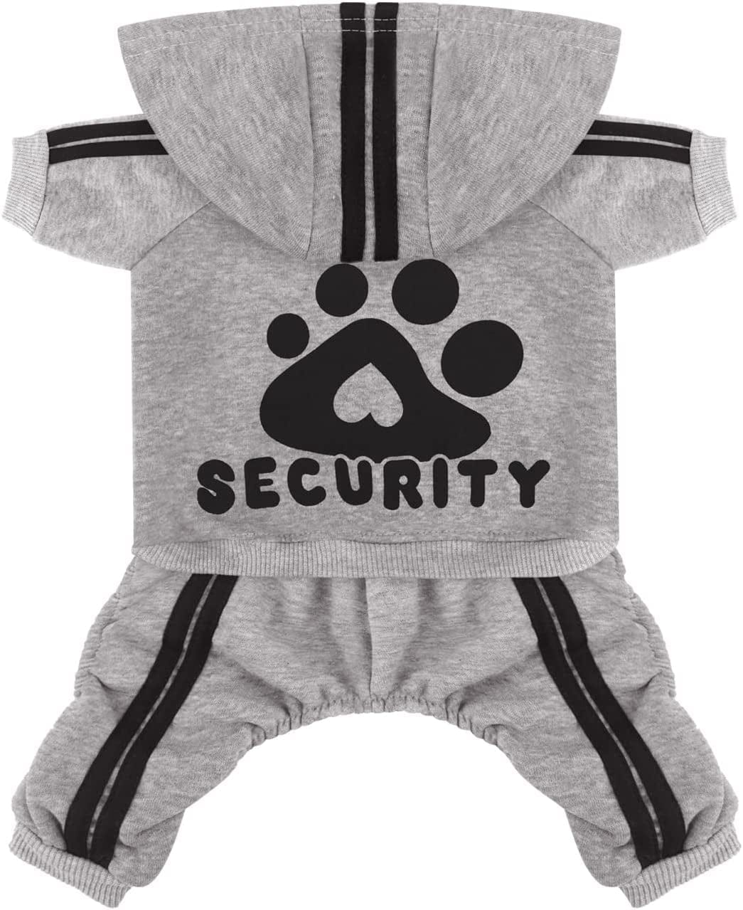 Otunrues Dog Hoodies, Pet Dog Clothes Pullover 4 Legs Jumpsuit Sweatshirt Security Patterns Outfit Doggie Winter Coat Cotton Puppy Hoodied for Small Medium Large Dogs Cats(Black,Xs) Animals & Pet Supplies > Pet Supplies > Dog Supplies > Dog Apparel Otunrues Grey Small 