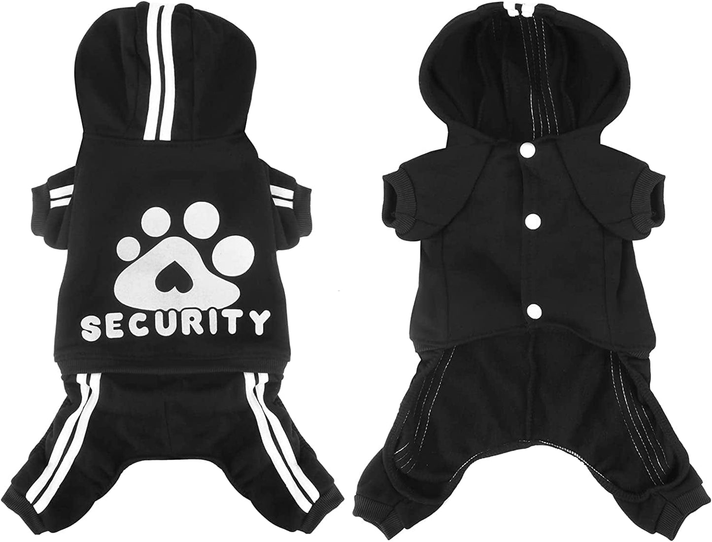 Otunrues Dog Hoodies, Pet Dog Clothes Pullover 4 Legs Jumpsuit Sweatshirt Security Patterns Outfit Doggie Winter Coat Cotton Puppy Hoodied for Small Medium Large Dogs Cats(Black,Xs) Animals & Pet Supplies > Pet Supplies > Dog Supplies > Dog Apparel Otunrues   