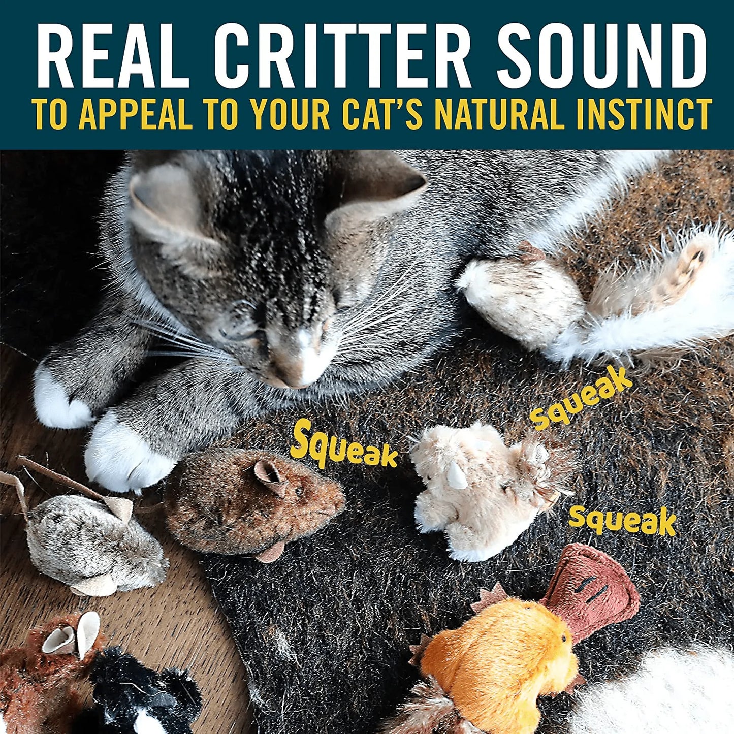 Our Pets Cat Toys for Indoor Cats Play-N-Squeak Barnyard Kitten Toys (Cat Toys for Indoor Cats with Catnip & Real Sound) Interactive Cat Toy, Cat Nip Toys for Cats, Cat Stocking Christmas Animals & Pet Supplies > Pet Supplies > Cat Supplies > Cat Toys OurPets   