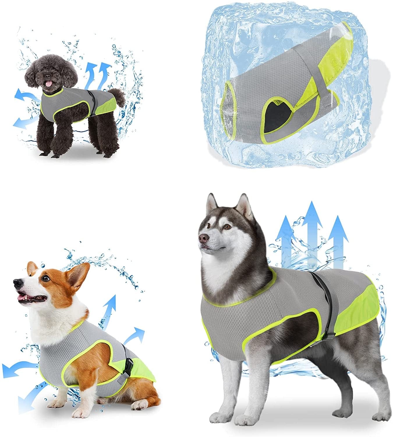 Ouuonno Dog Cooling Vest,Cooling Vest for Dogs,Dog Cooling Jacket,Pet Cooling Vest,Breathable Mesh Ice Vest Adjustable Straps Cool Vest for Small Medium and Large Dogs (Small, Grey) Animals & Pet Supplies > Pet Supplies > Dog Supplies > Dog Apparel oUUonNNo Grey Medium 