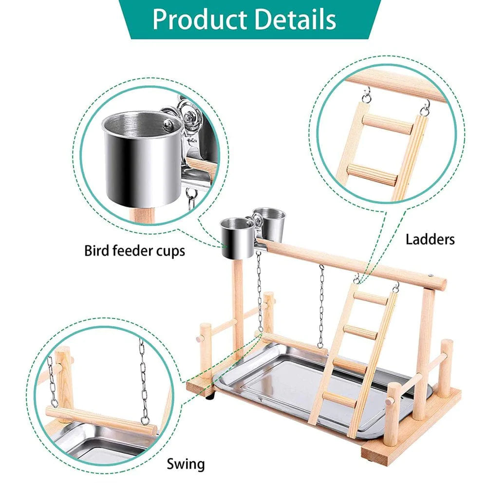 Parrot Playpen Bird Perch Playstand Parrot Playground Gym Wood Ladder Swing Climbing Animals & Pet Supplies > Pet Supplies > Bird Supplies > Bird Gyms & Playstands KOL PET   