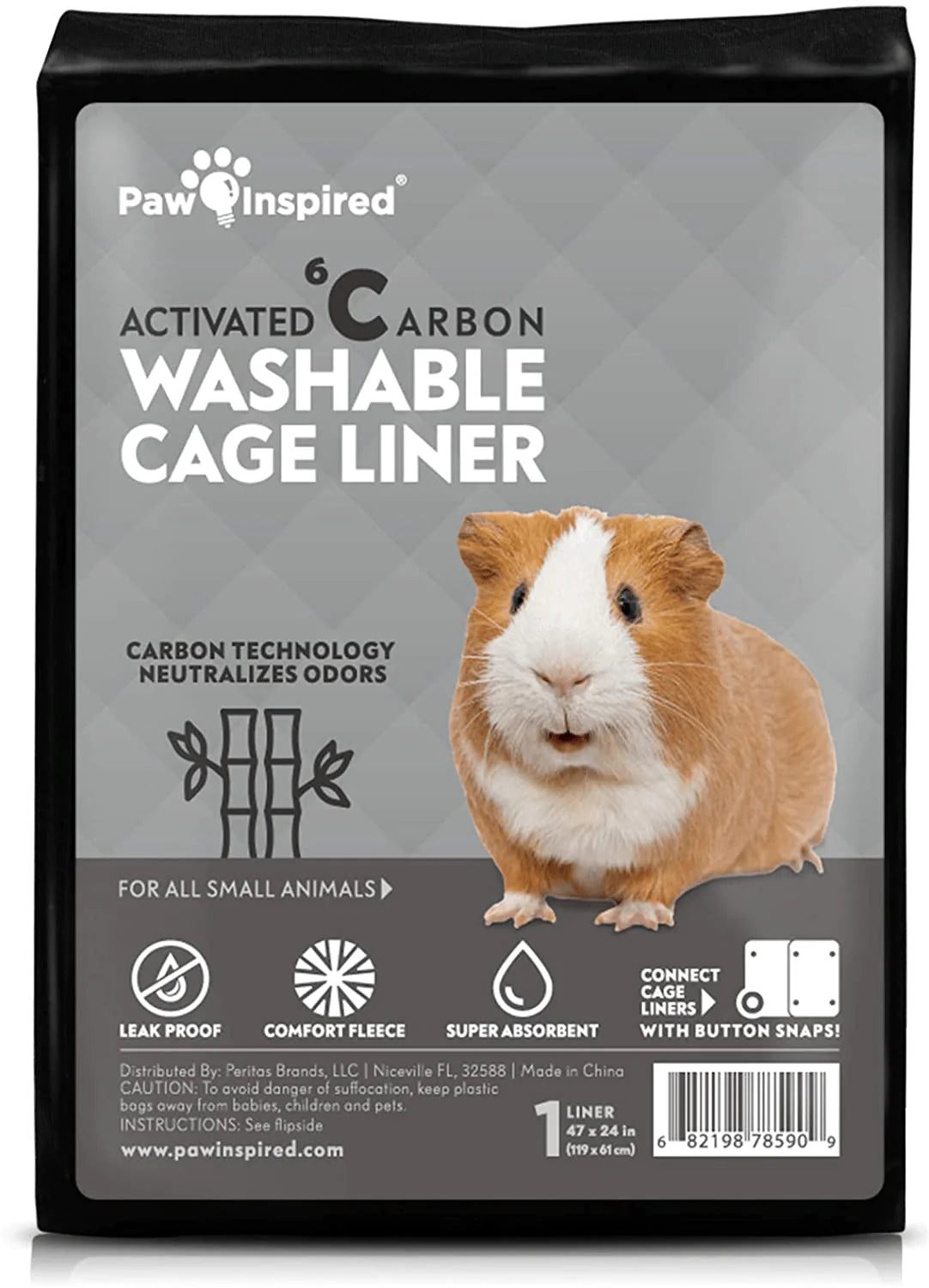 Paw Inspired Washable Guinea Pig Cage Liners | Fleece Bedding for Guinea Pigs Ferrets, Rabbits, Hamsters, Small Animals | Bamboo Charcoal Odor Controlling Absorbent Pee Pads Animals & Pet Supplies > Pet Supplies > Small Animal Supplies > Small Animal Bedding Paw Inspired Midwest 1 ct. 