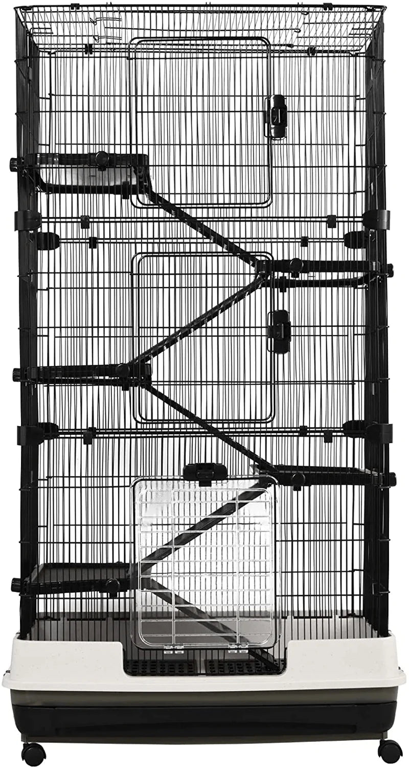 Pawhut 2/4/6 Levels Rolling Small Animal Rabbit Cage for Hamsters, Chinchillas, & Gerbils with a Large Living Space