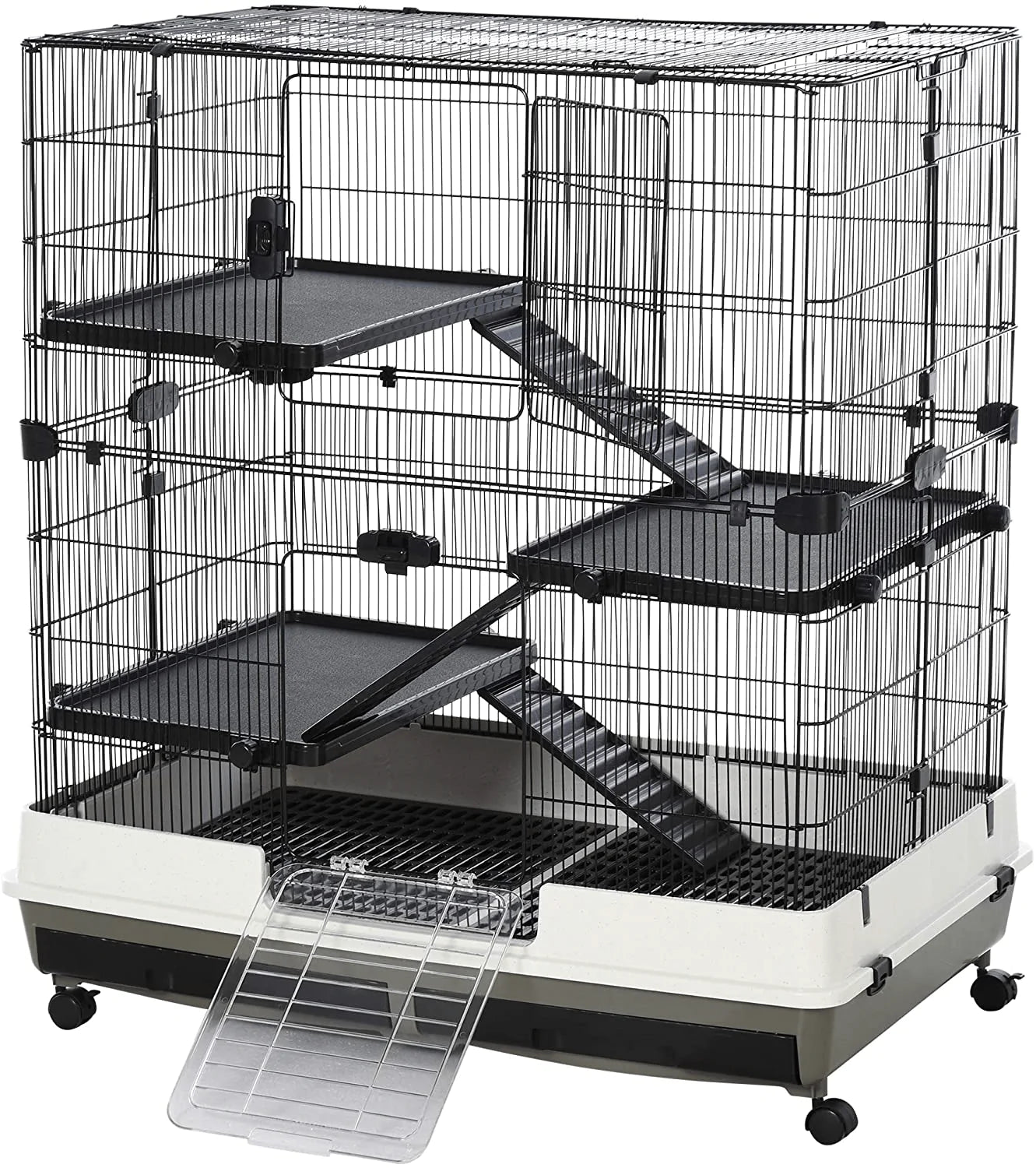 Pawhut 2/4/6 Levels Rolling Small Animal Rabbit Cage for Hamsters, Chinchillas, & Gerbils with a Large Living Space Animals & Pet Supplies > Pet Supplies > Small Animal Supplies > Small Animal Habitat Accessories PawHut 39.25’’ L x 25.5’’ W x 43’’ H  
