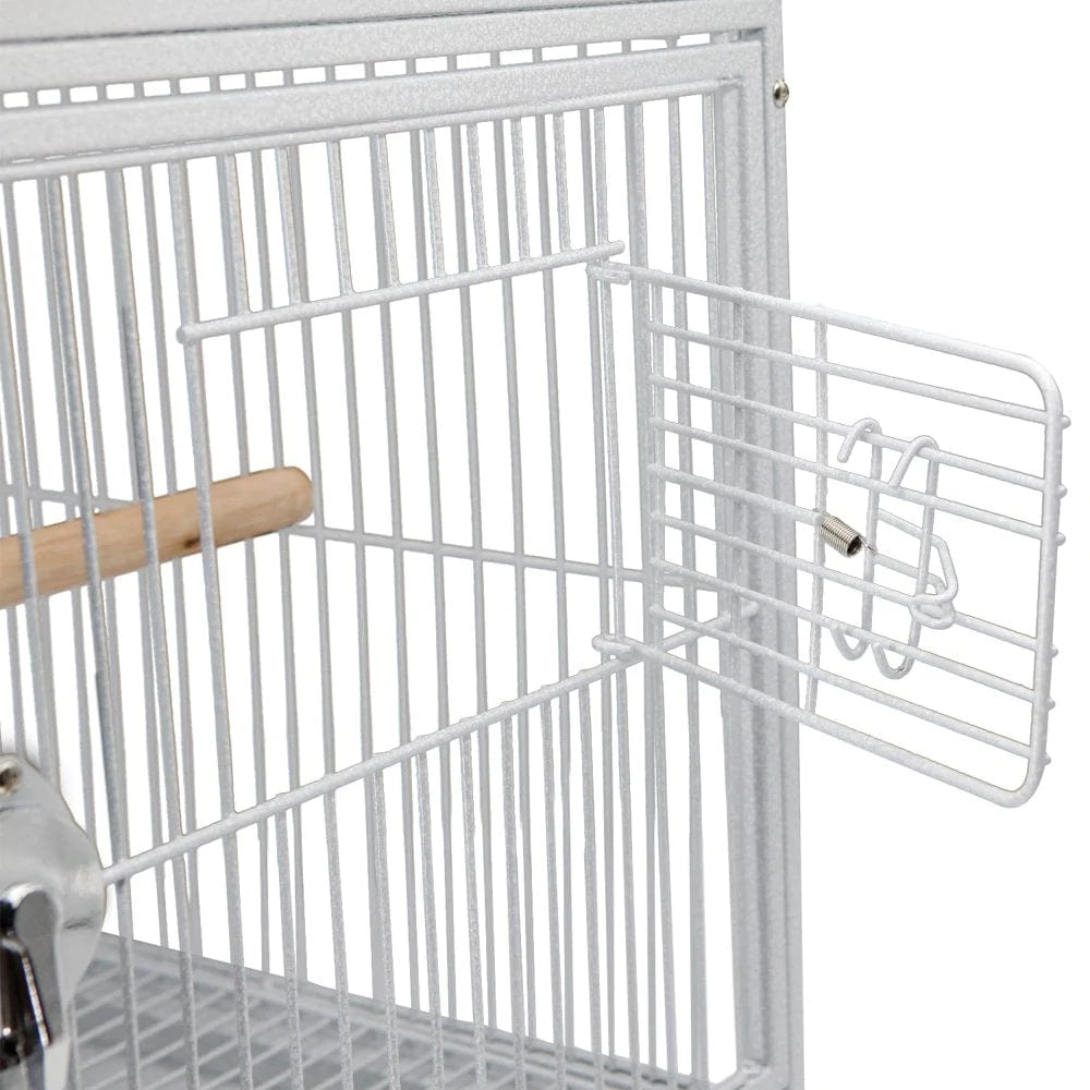 Pawhut 22" Heavy Duty Wrought Iron Travel Bird Cage Carrier with Handle Perch and Accessories - White Animals & Pet Supplies > Pet Supplies > Bird Supplies > Bird Cage Accessories Aosom LLC   